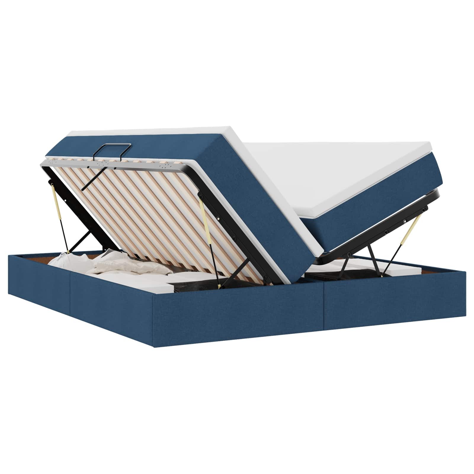 Bett Aufbewahrungsbett mit Matratze Blau 200 x 200 cm Polyester