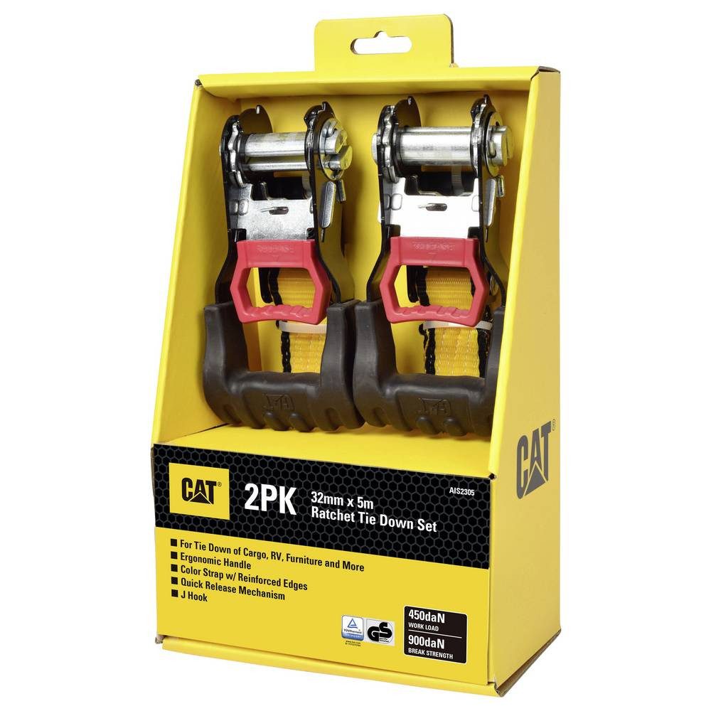 CATERPILLAR Spanngurt 32 mm x 5 m Ratschen-Zurrgurt mit doppeltem J-Haken 2St 980944IE