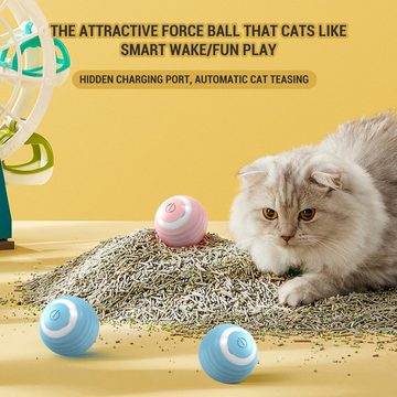 Rutaqian Tier-Intelligenzspielzeug Elektrisch Katzenspielzeug Interaktiv Automatisch Sich Drehender Ball, Selbstdrehender 360-Grad-Ball,USB Wiederaufladbares