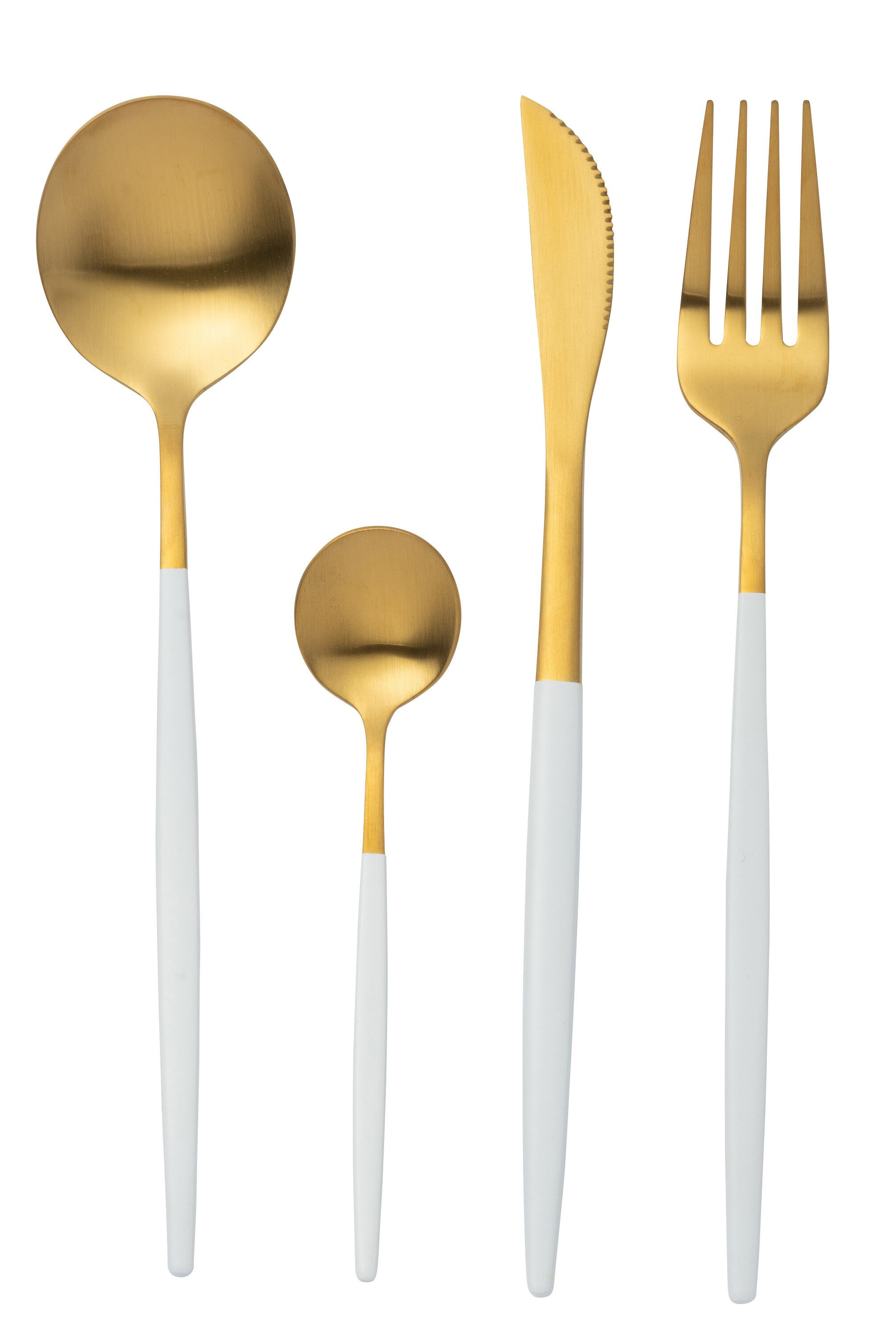 J-Line by Jolipa Besteck-Set Besteck 24-teilig Edelstahl goldfarbig schwarz, 6 Personen, 24 teiliges Set aus Edelstahl in modernem Design, zweifarbig