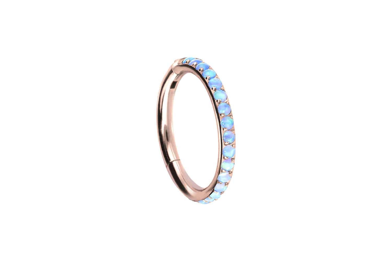 Farbe: Roségoldfarben + Opal: Hellblau