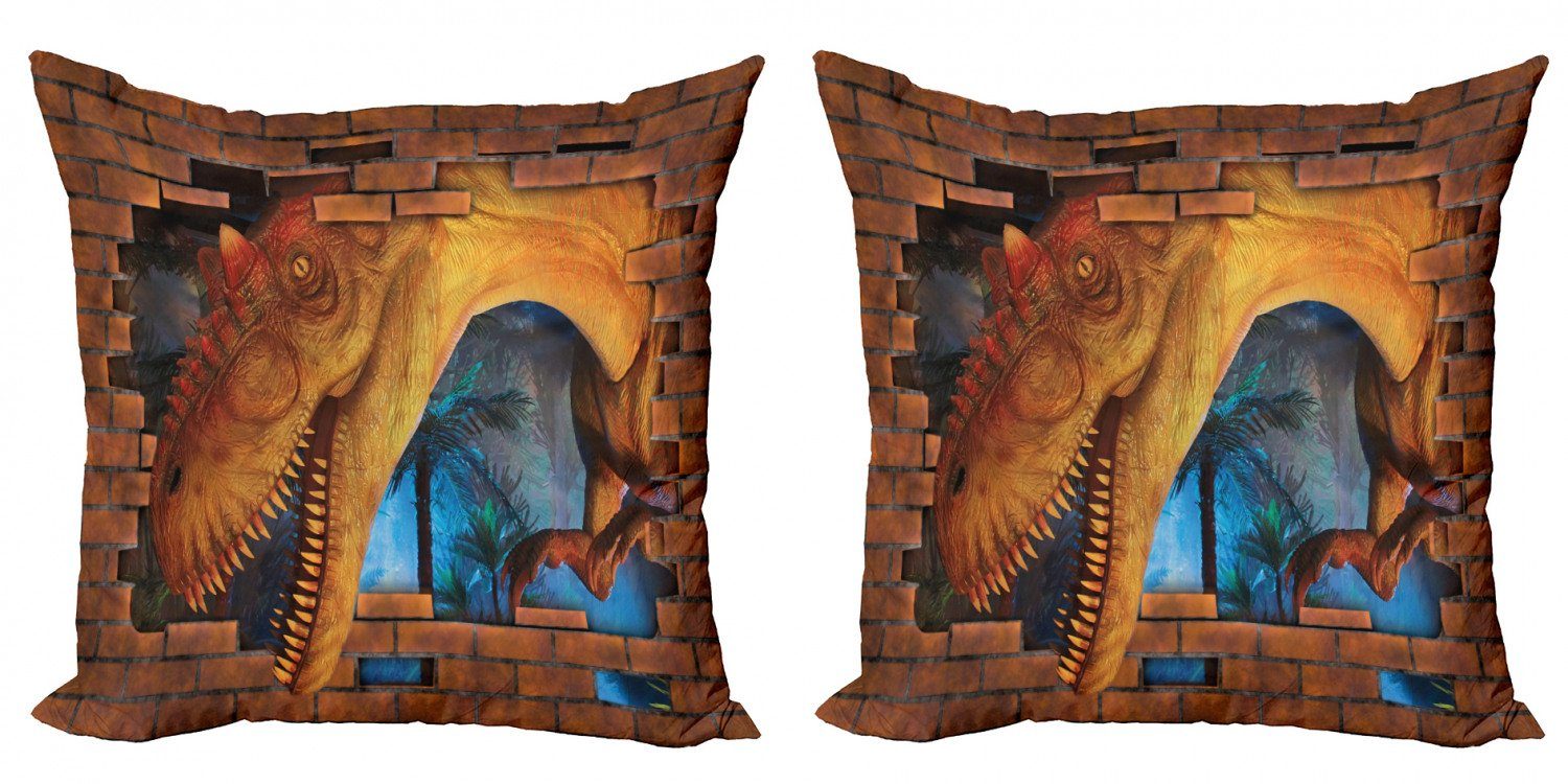 Kissenbezüge Modern Accent Dinosaurier Digitaldruck, Abakuhaus Ziegelmauer Breaks Dino Stück), Doppelseitiger (2