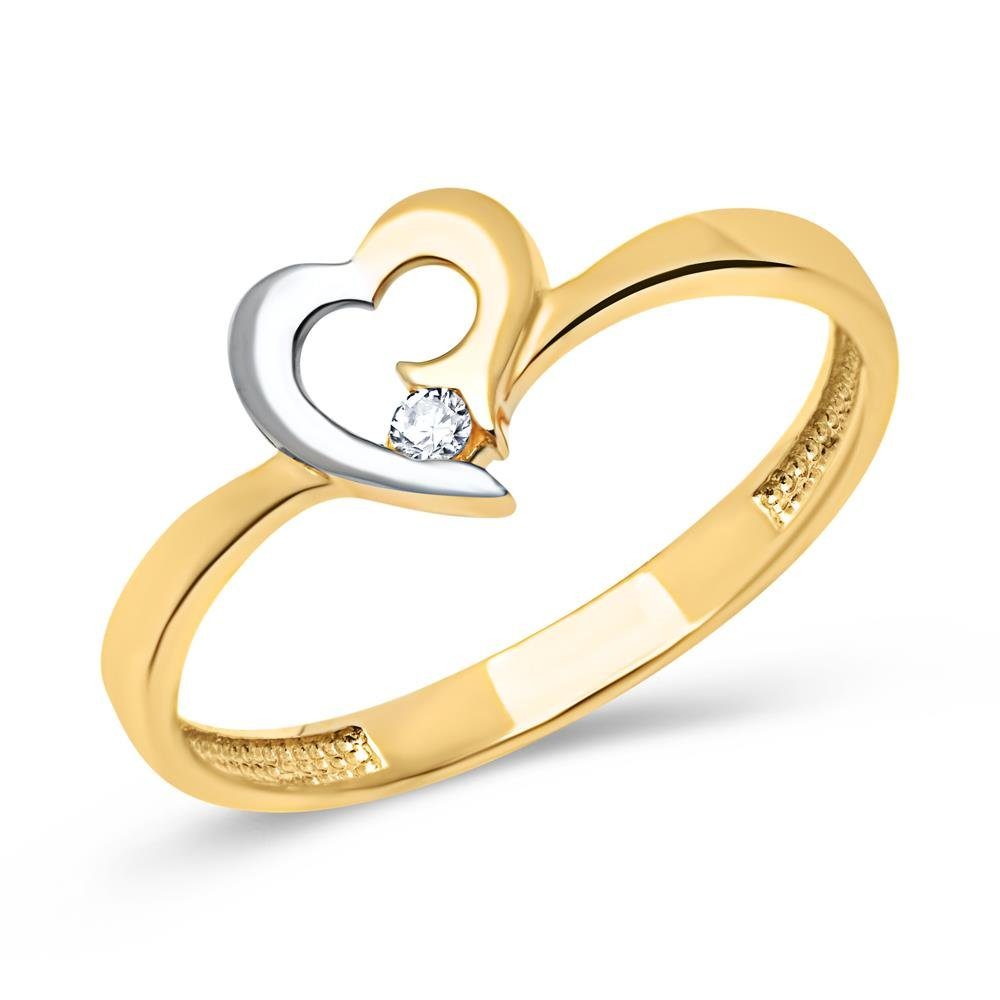 Fingerring Unique 333er Goldring: Gelb- Weißgold mit Zirkonia GR0062