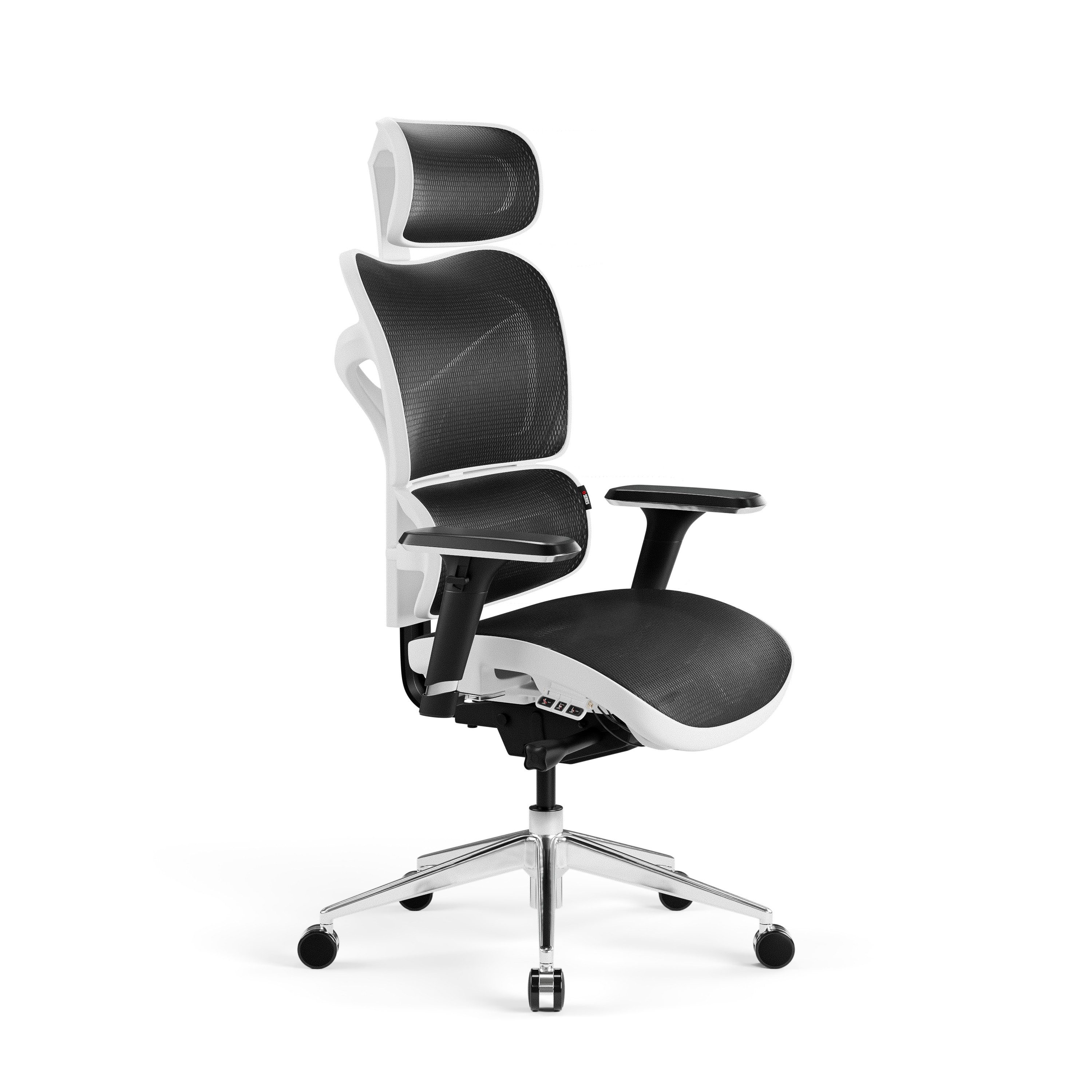 DIABLO CHAIRS Bürostuhl V-Commander Netzstoff ergonomisch Aluminiumbase 140kg (Ergonomischer Chefsessel, Bürostuhl, Netzrücken, PFC 360), Kopfstütze Lendenstütze TiltTech 3D-Armlehnen BACKREST+