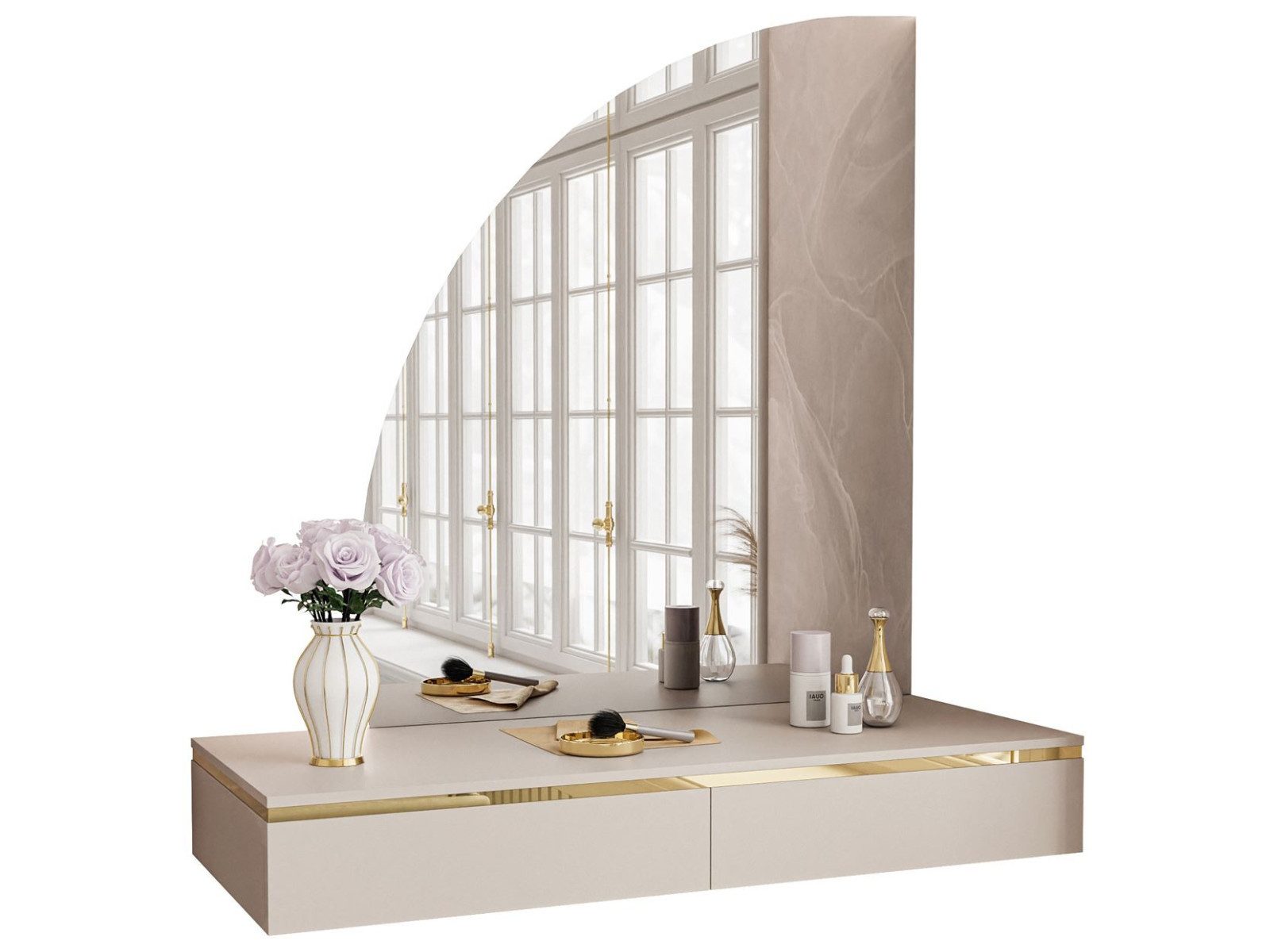 yourhouse24 Schminktisch AURORA-Q mit Spiegel kaschmir hängender günstig online kaufen
