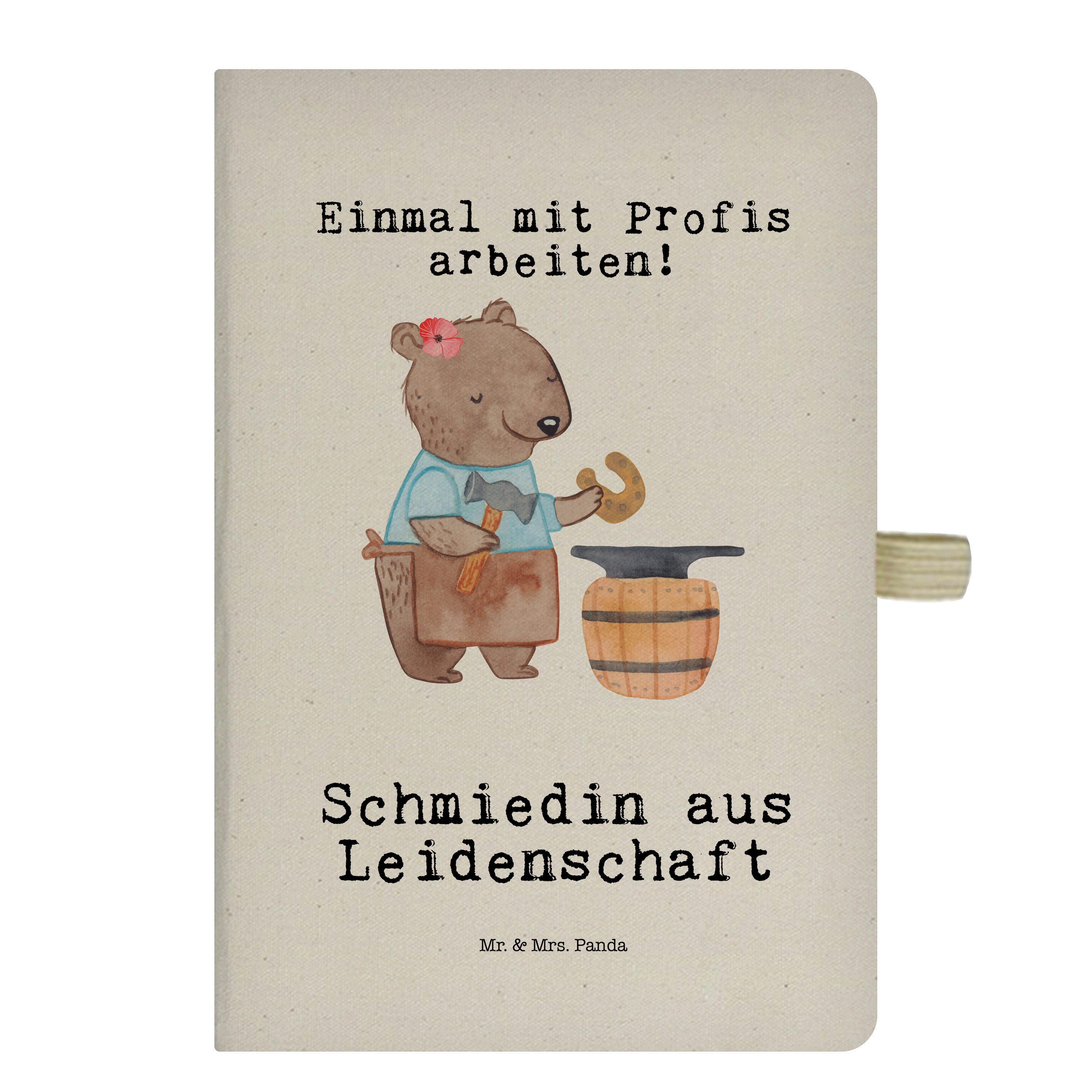 Mr. & Mrs. Panda Notizbuch Schmiedin aus Leidenschaft - Transparent - Geschenk, Tagebuch, Notizb Mr. & Mrs. Panda