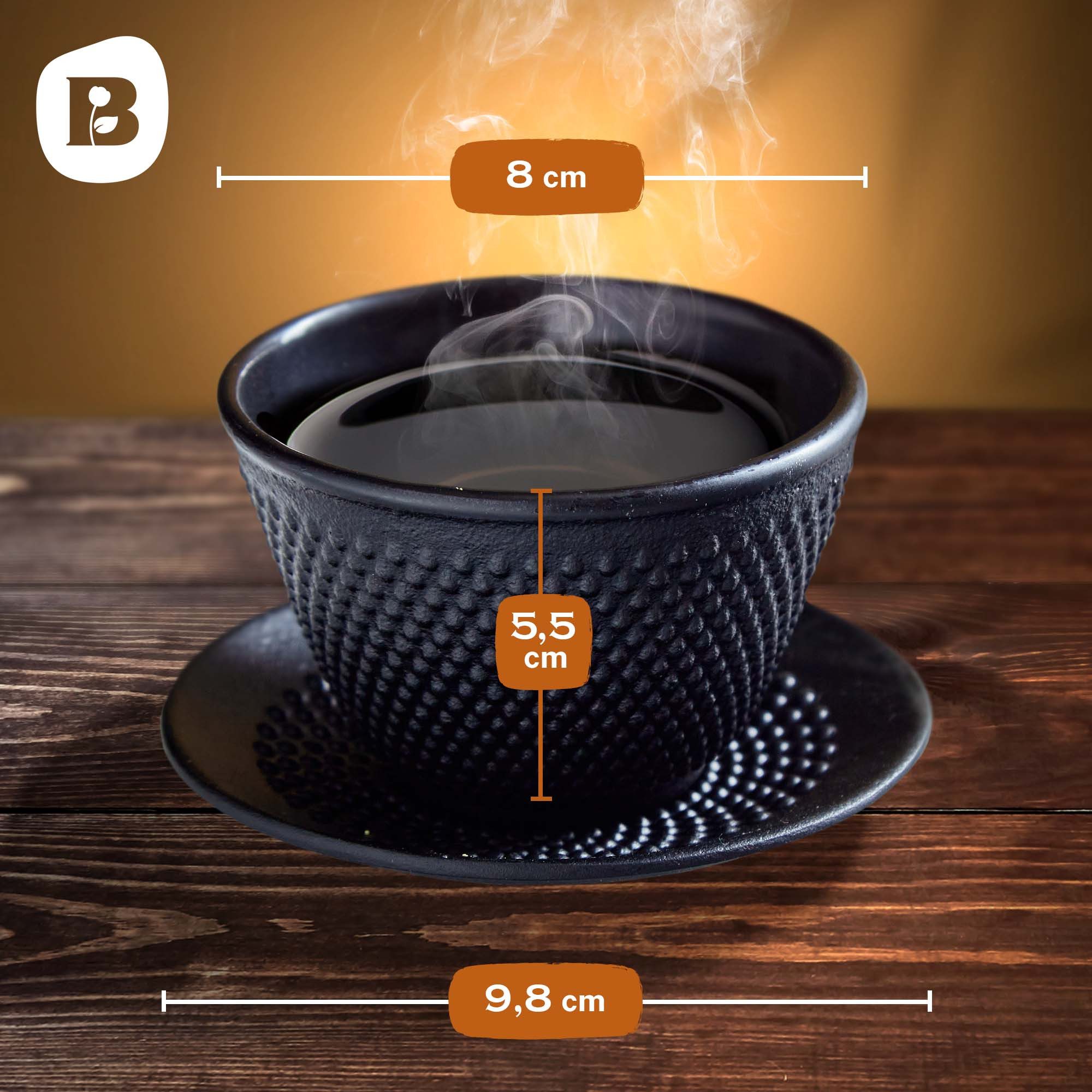 Bonvivre Teeservice 2er Set Gusseisen Teetassen+Untersetzer – Bild 2 von 5