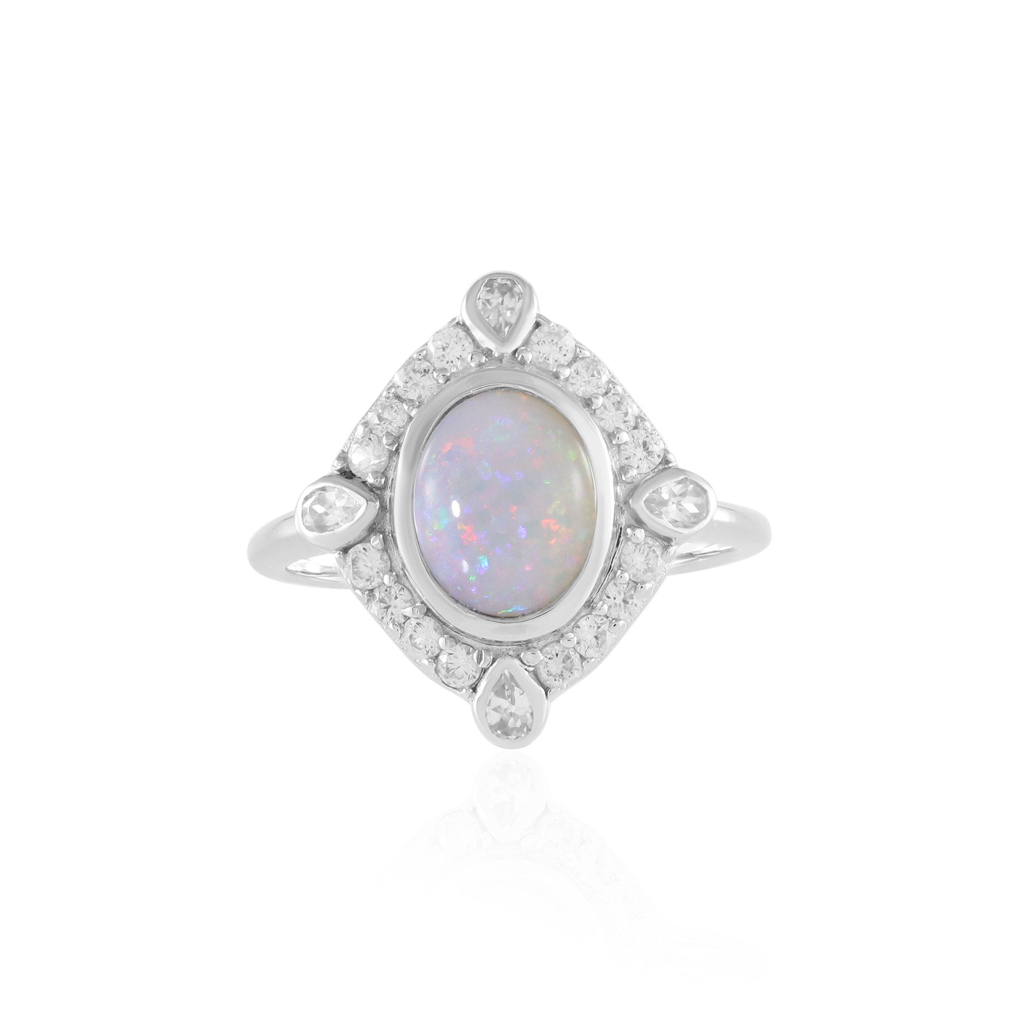 Cavill Silberring Cavill Ring Sterlingsilber mit ovalem Opal 0,88 ct & Zirkonia (1-tlg)