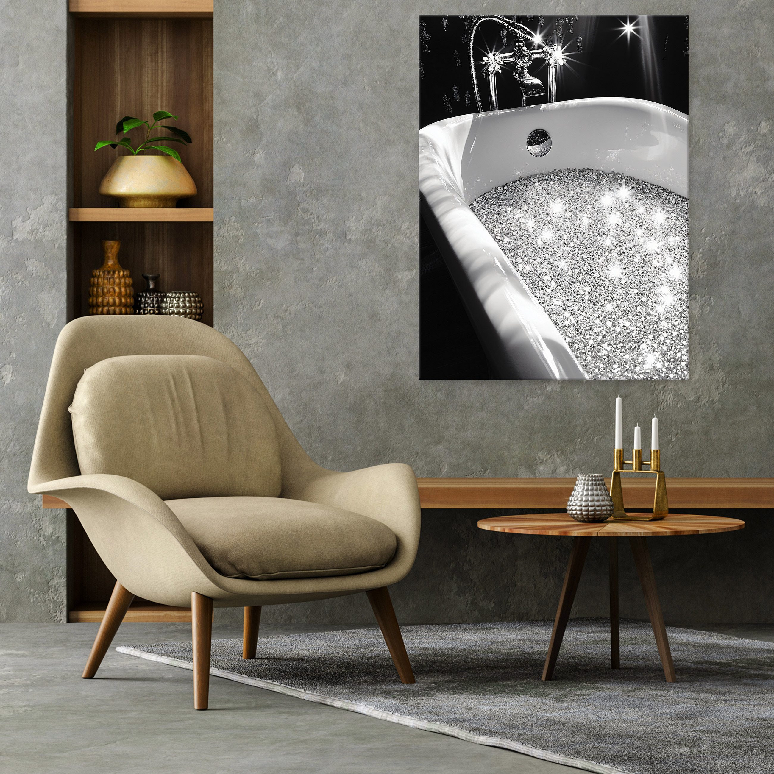 Wallarena Leinwandbild Badewanne Glitzer Badezimmer Modern Wandbilder Wand günstig online kaufen