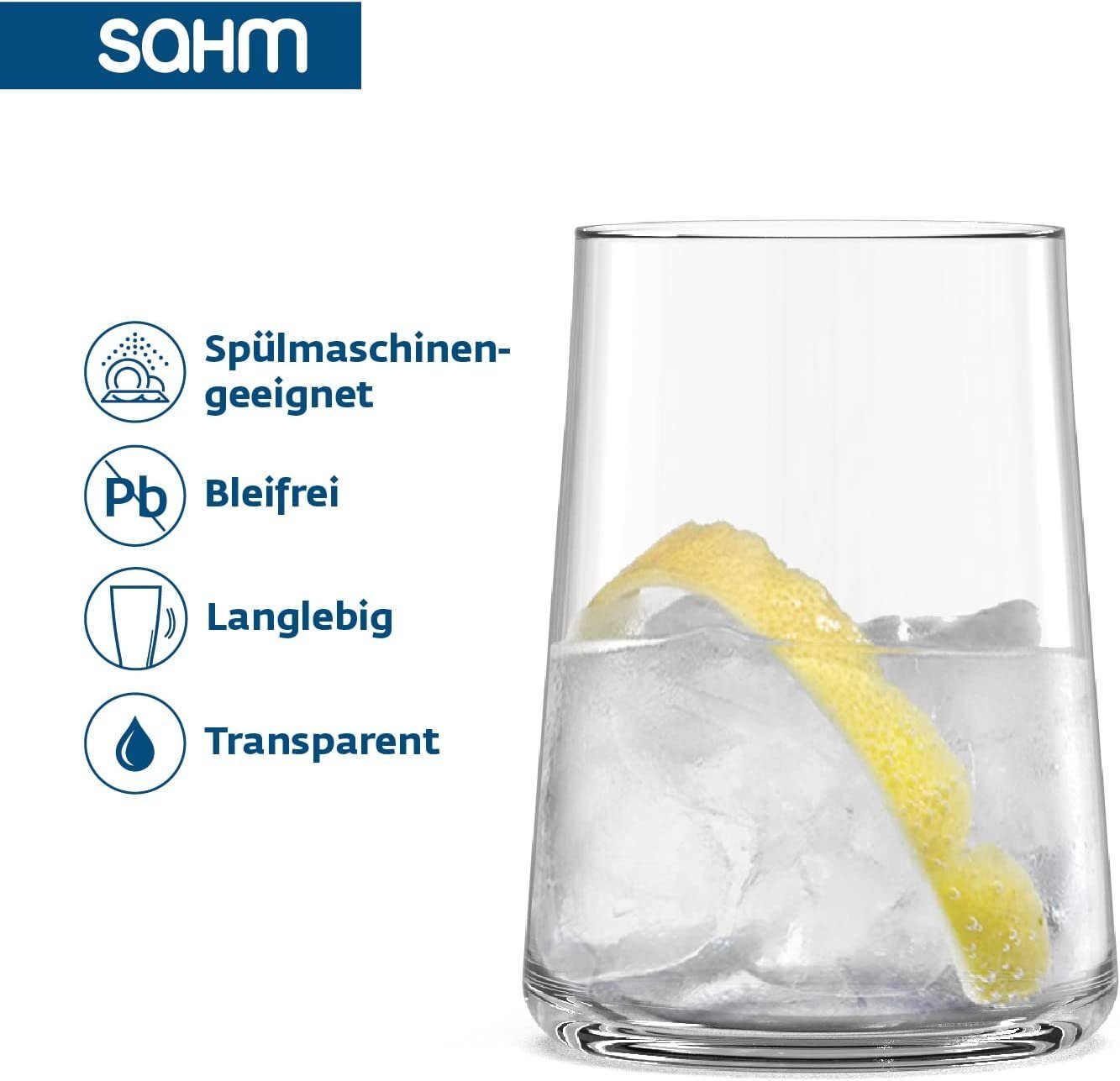 SAHM Weinglas Weingläser ohne Stiel 6er Set - Gläser Set 430 ml - Weißweingläser, 6-tlg., Glas, edles Weißweinglas