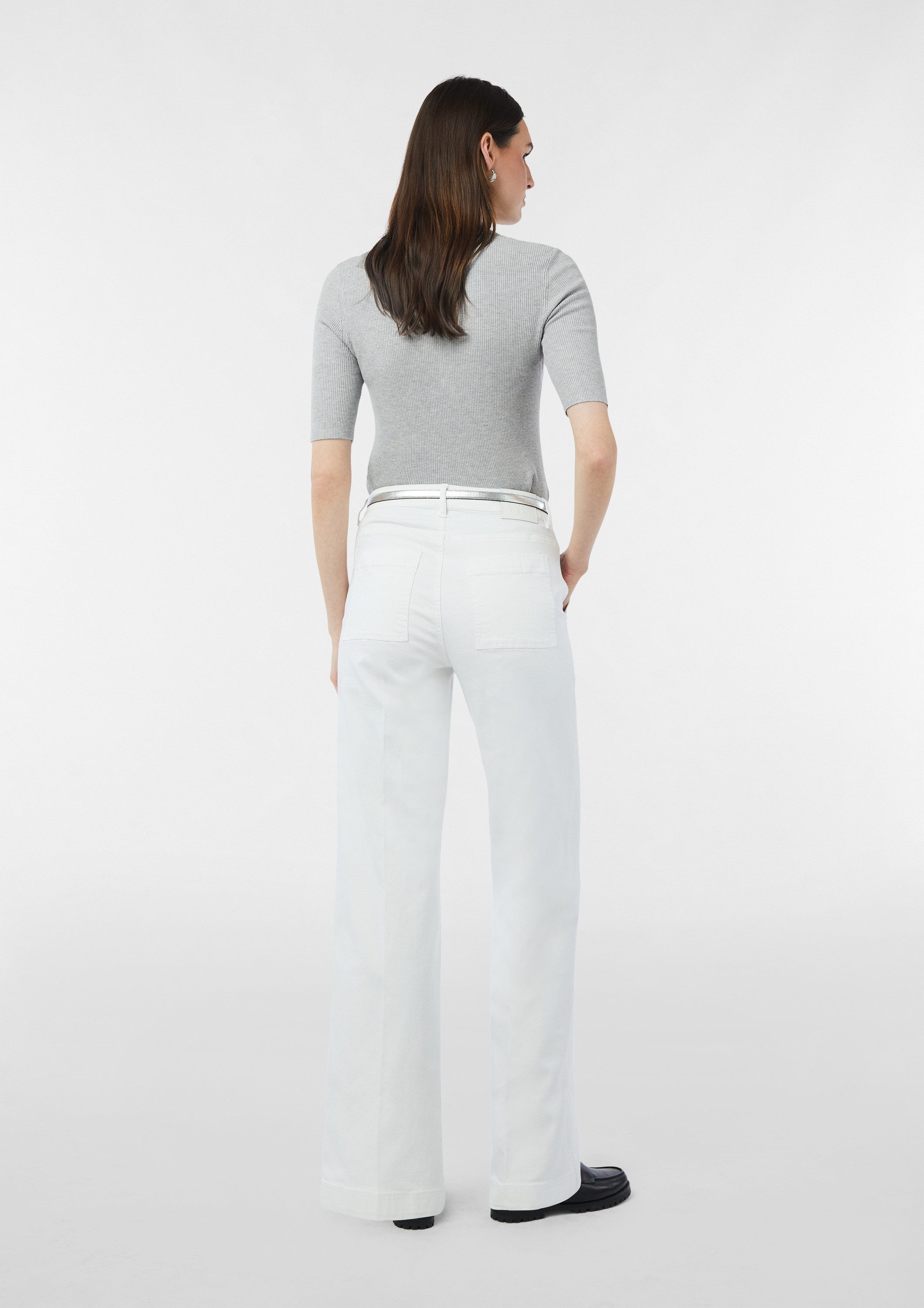 comma Kurzarmpullover Strickpullover Rippstrick-Shirt im Slim Fit mit Polokragen