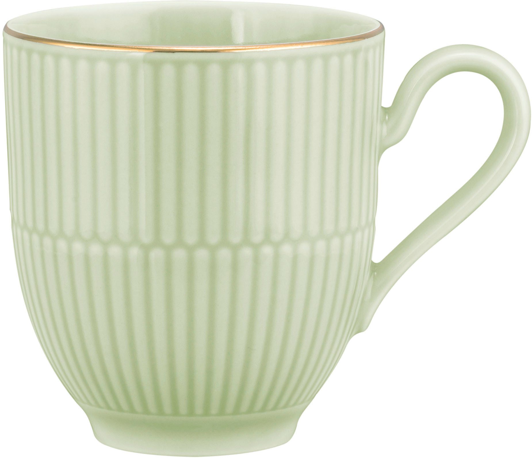 Seltmann Weiden Becher Amina, 1-tlg., Porzellan, Kaffeebecher, Tasse, mit Relief und edler Goldumrandung
