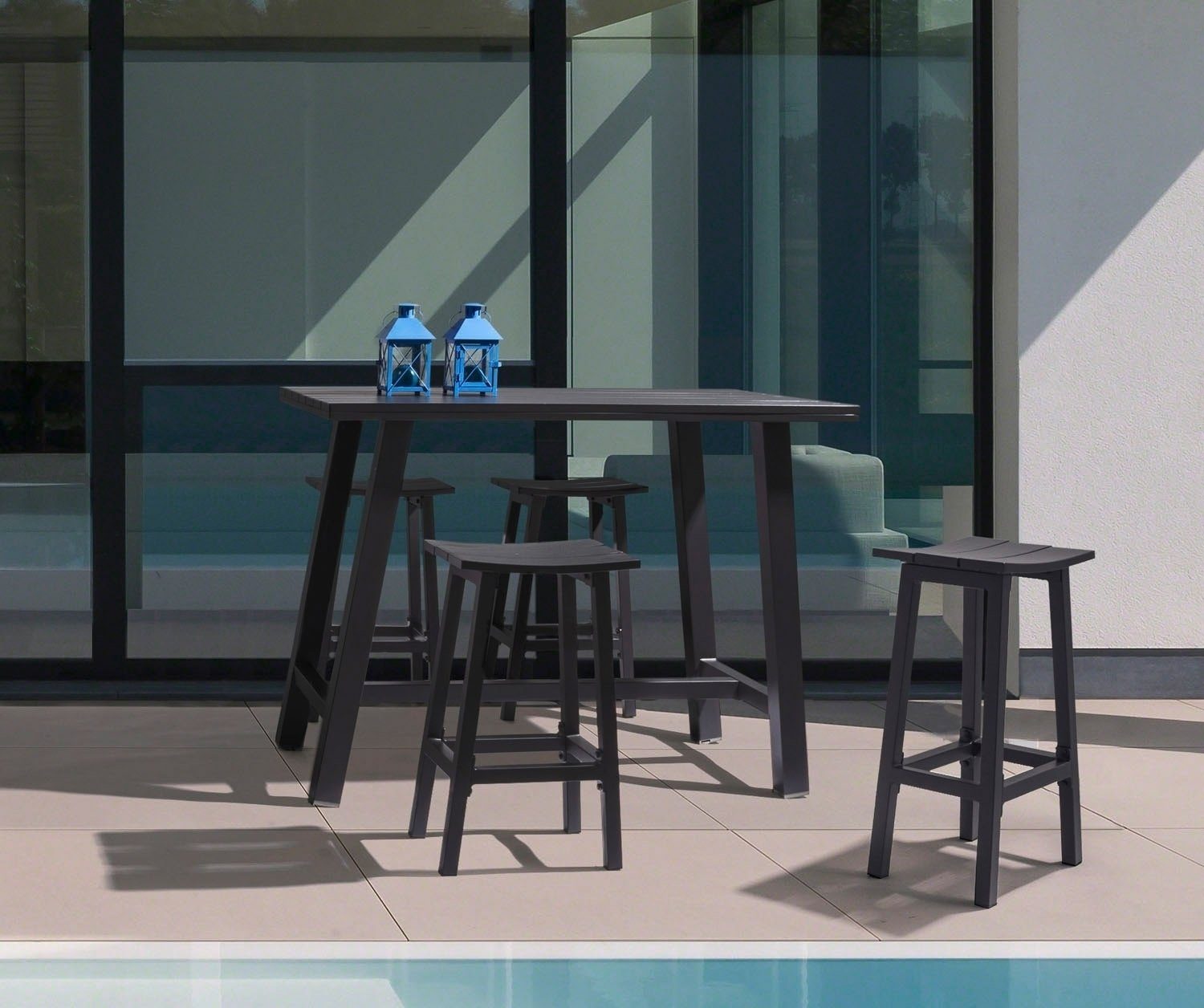 Bizzotto Barhocker KEANU, B 42 cm, Aluminium, Anthrazit