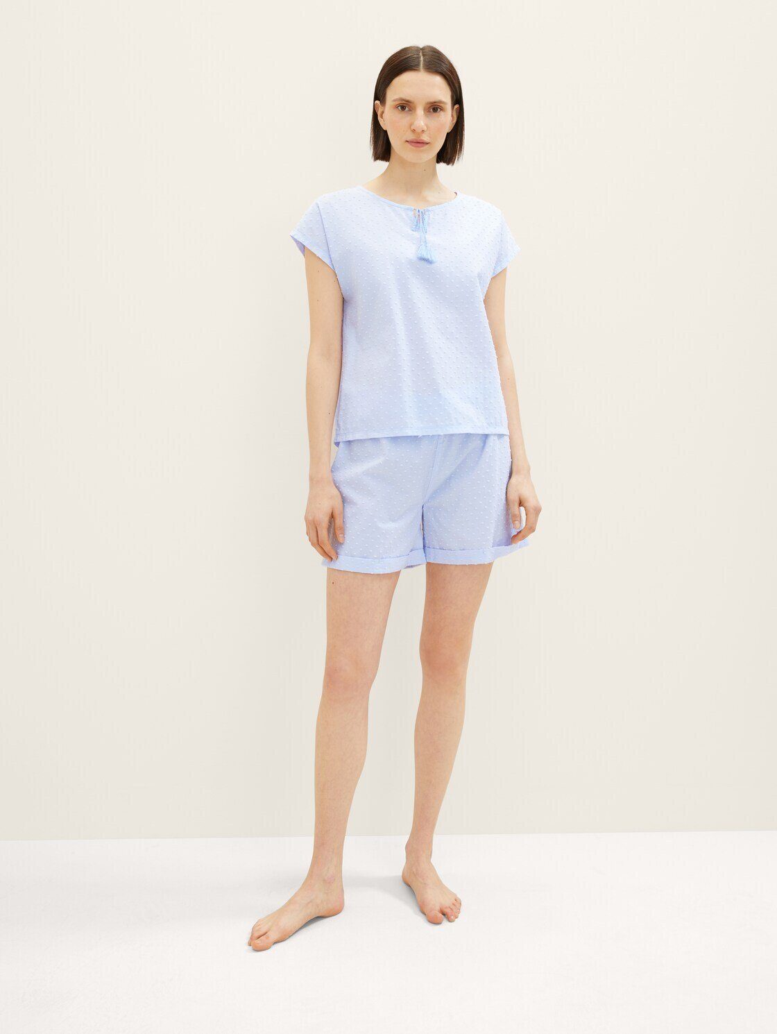 TOM TAILOR Schlafhose Pyjama-Shorts Struktur mit