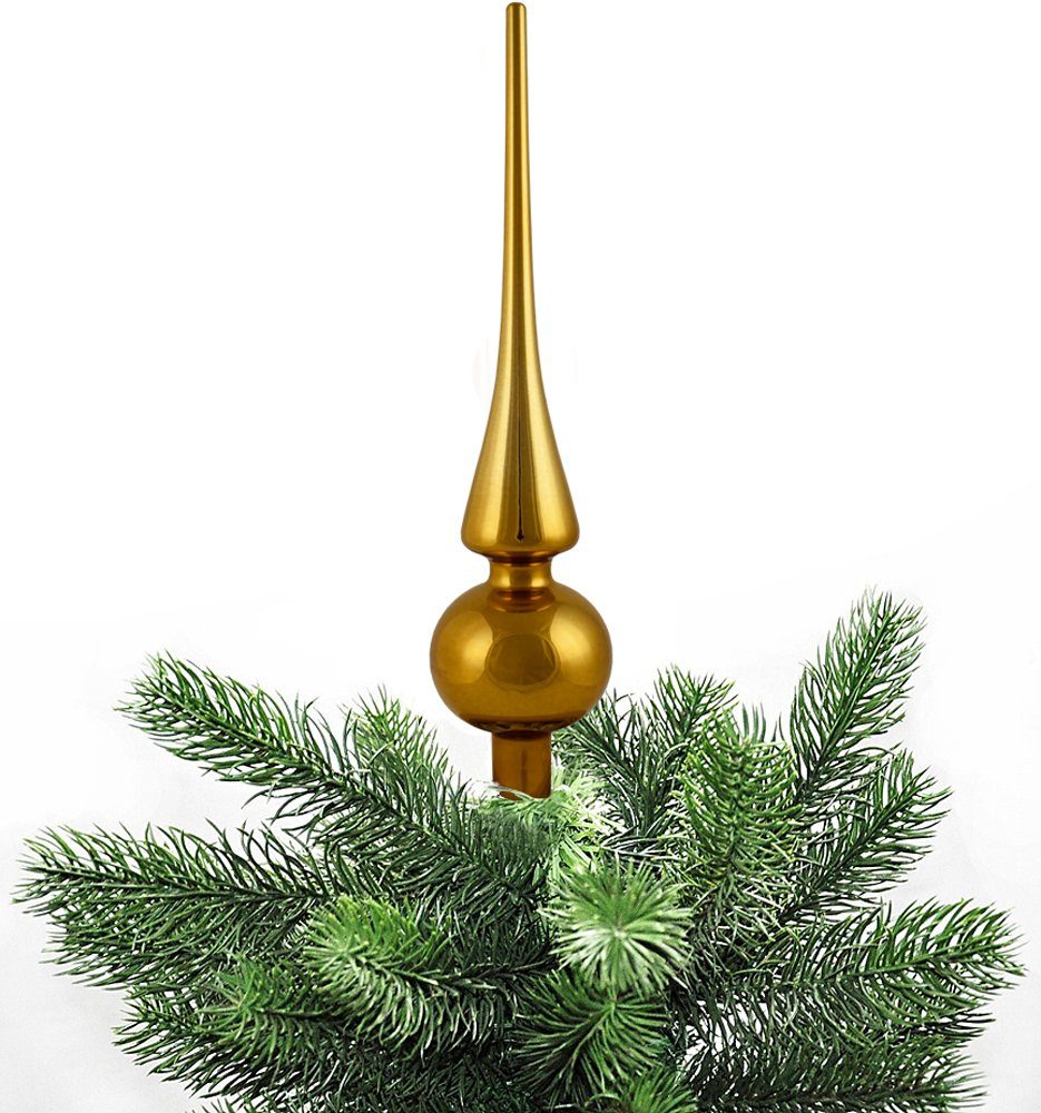 Mustard Christbaumspitze Weihnachtsbaum aus Christbaumspitze inklusive 6 praktischer x Glanz JACK Echt Glas cm Spitze, 26 Glanz Matt Aufbewahrungsbox Baumspitze Glas, Echt