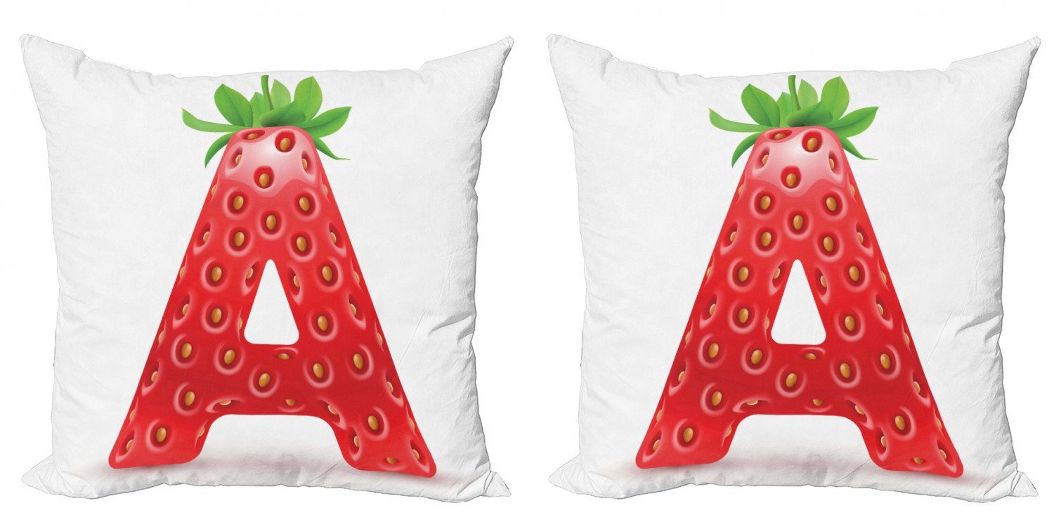 Strawberry (2 Abakuhaus Fun Digitaldruck, Accent Theme Kissenbezüge Buchstabe Modern Stück), Doppelseitiger a