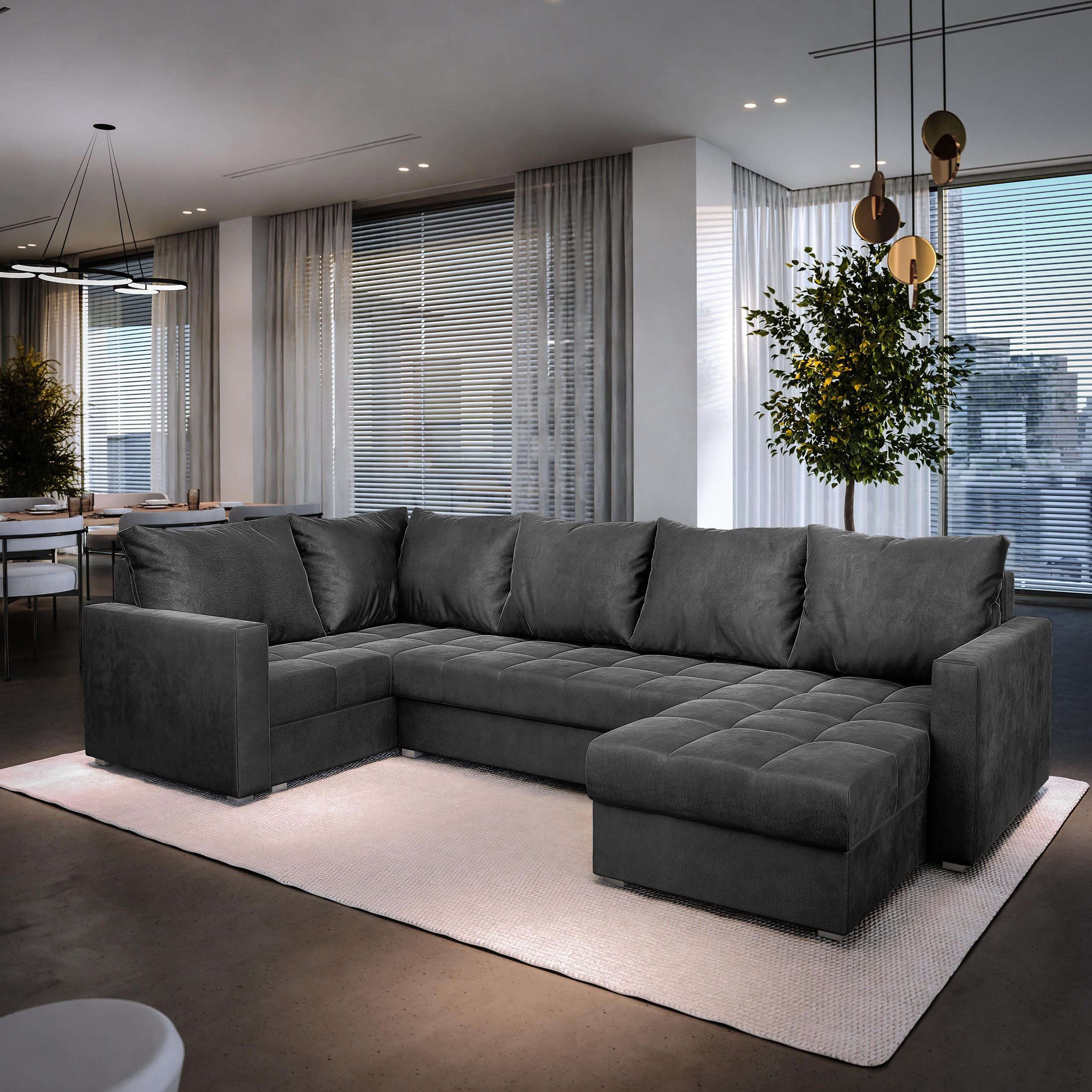 Masseno Ecksofa LORIVO mit Schlaffunktion U-Form, Sofa mit Bettkasten günstig online kaufen