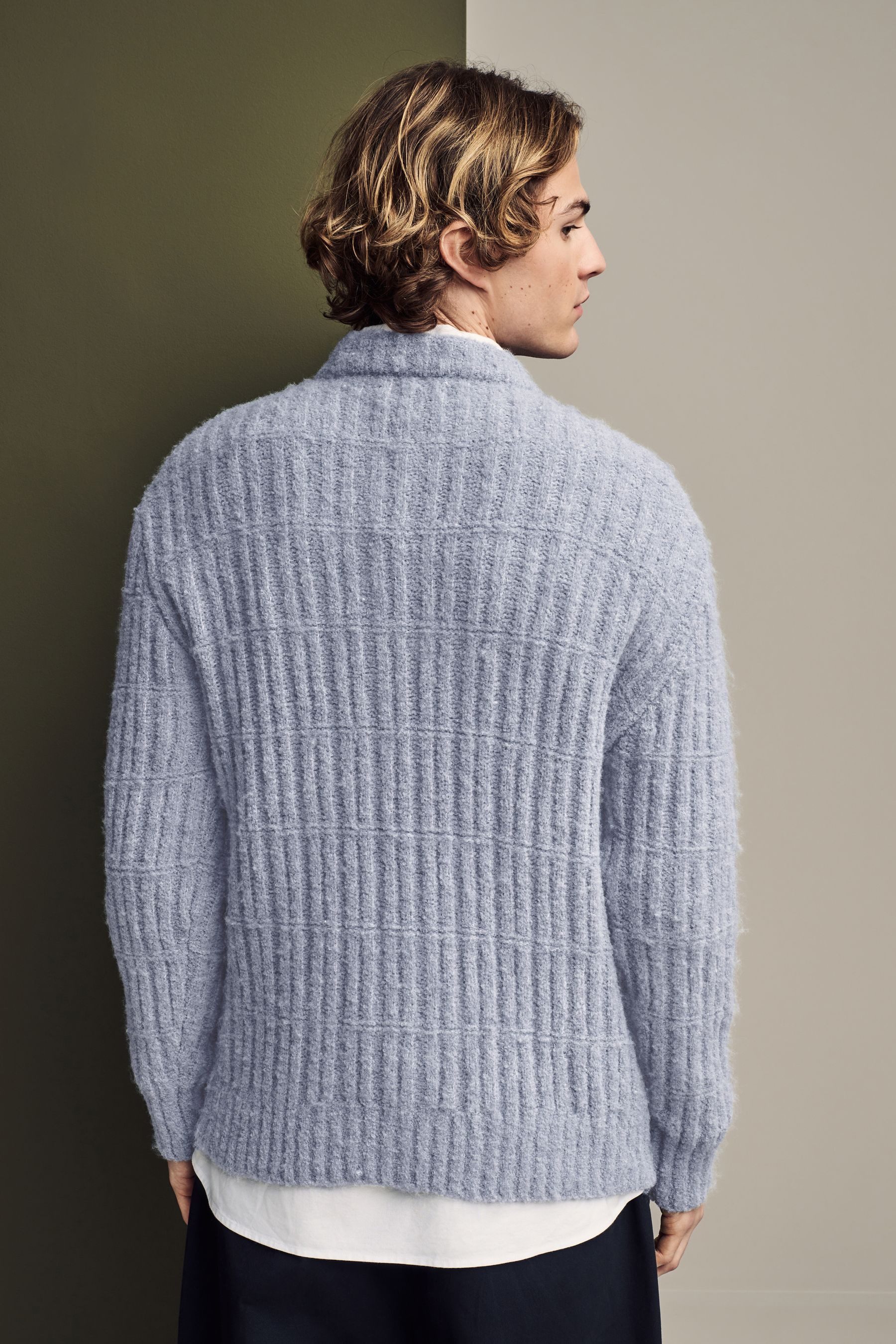 Next Rundhalspullover Relaxed Fit Rundhalspullover mit Boucléstreifen (1-tl günstig online kaufen