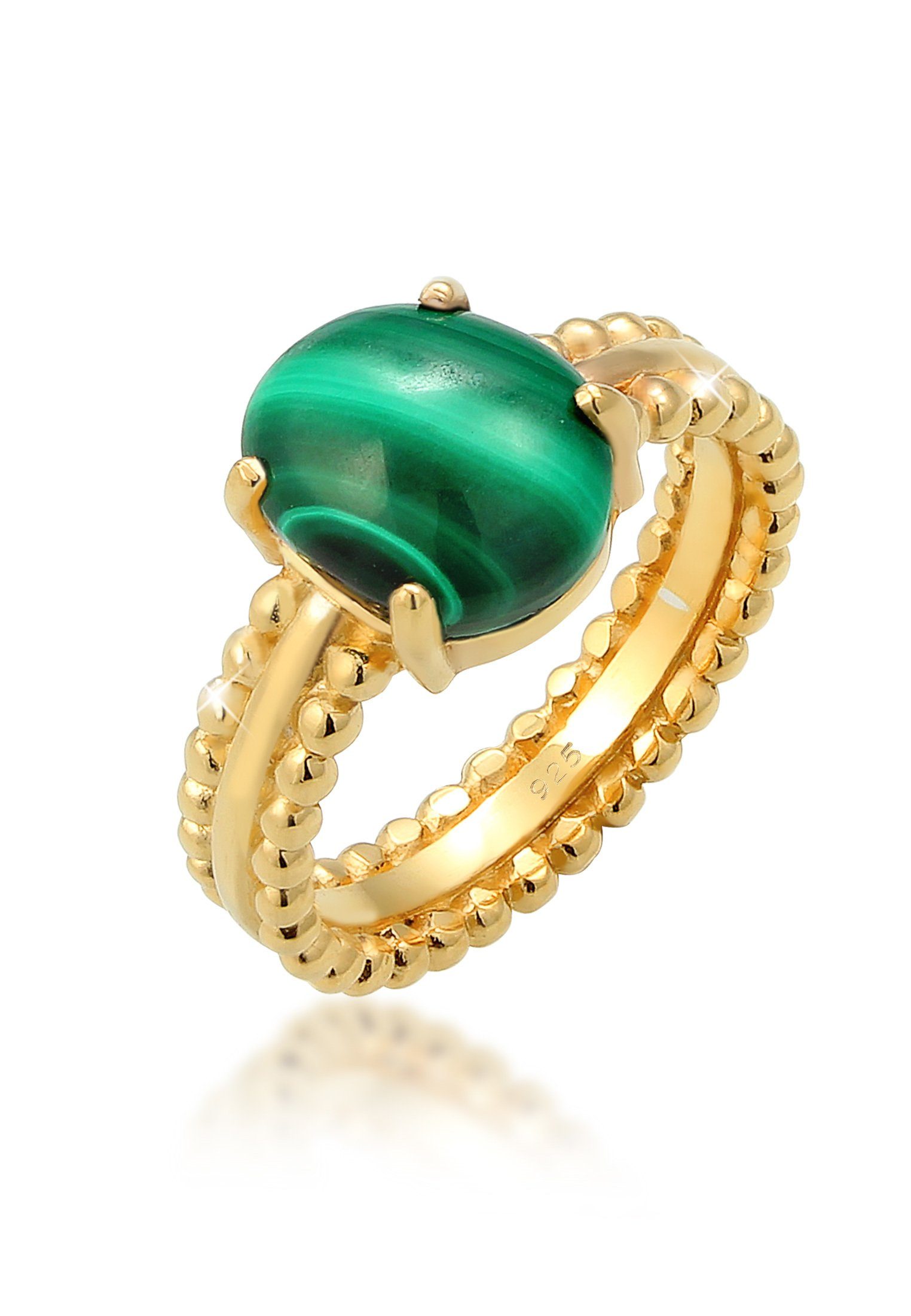 Fingerring Malachit Grün 925 Sterling Silber vergoldet