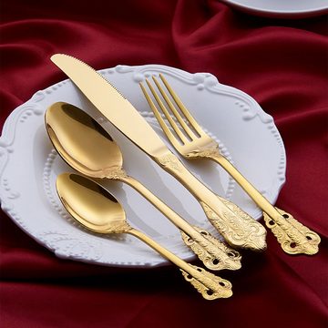 Welikera Besteck-Set 24-teiliges Edelstahl Besteck Set,Mit Messer,Gabel,Löffel, im königlichen Hofstil