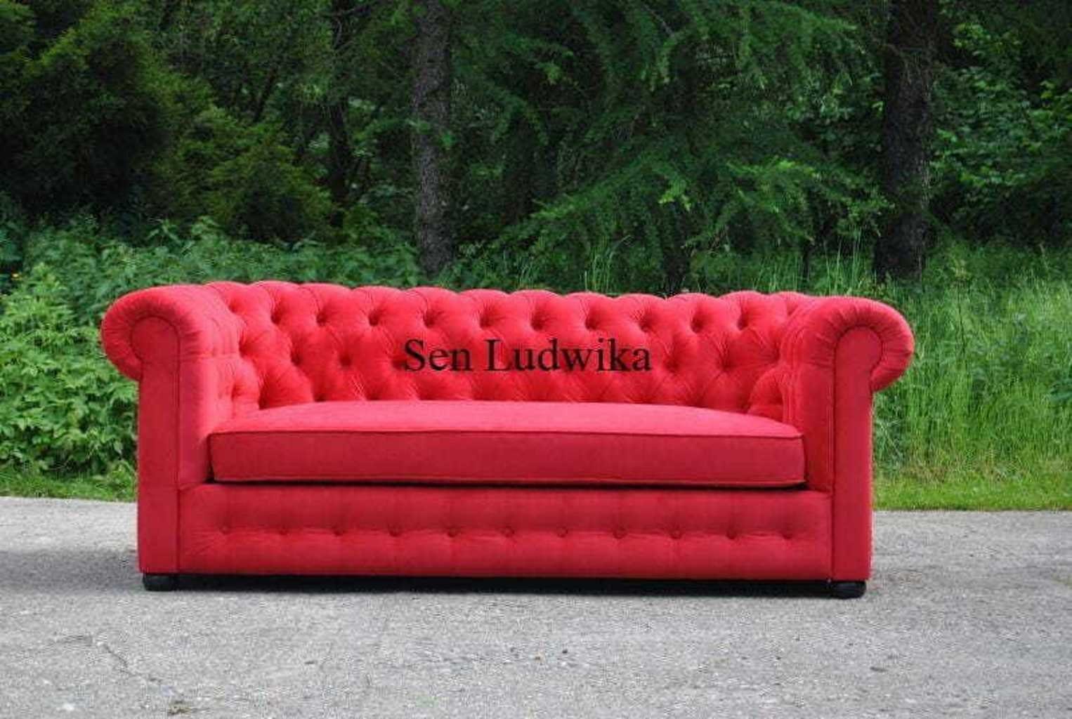 JVmoebel Chesterfield-Sofa Rote Chesterfield 3-er Couch luxus Sofa Dreisitzer Modern Neu, Made in Europe