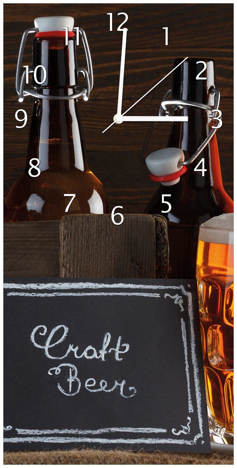 aus Glas Schild Craft - Pils Flaschenbier Acryl) Biervarianten (Uhr Wallario Beer Wanduhr im