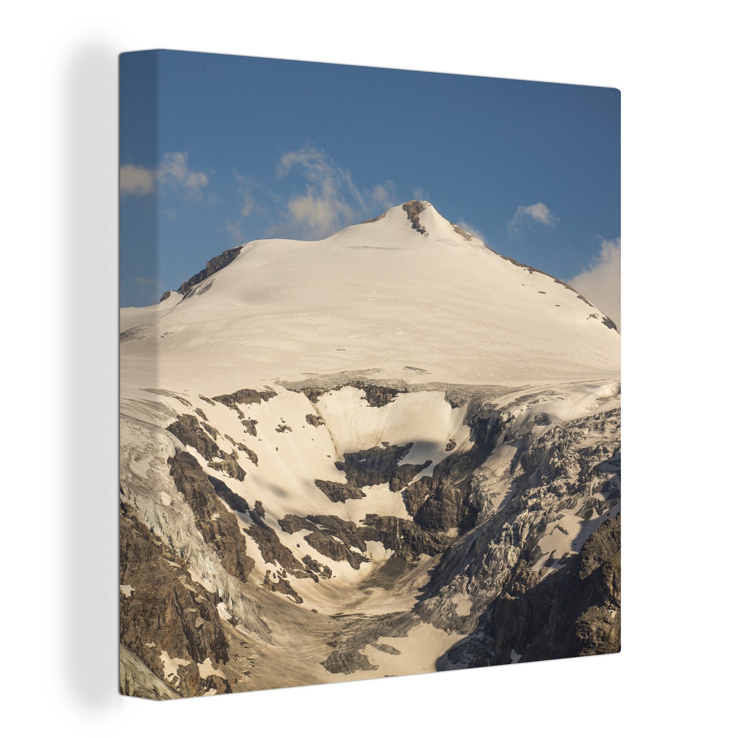 OneMillionCanvasses® Leinwandbild Die Sonne scheint auf einen Gletscher im Nationalpark Hohe Tauern in, (1 St), Leinwand Bilder für Wohnzimmer Schlafzimmer