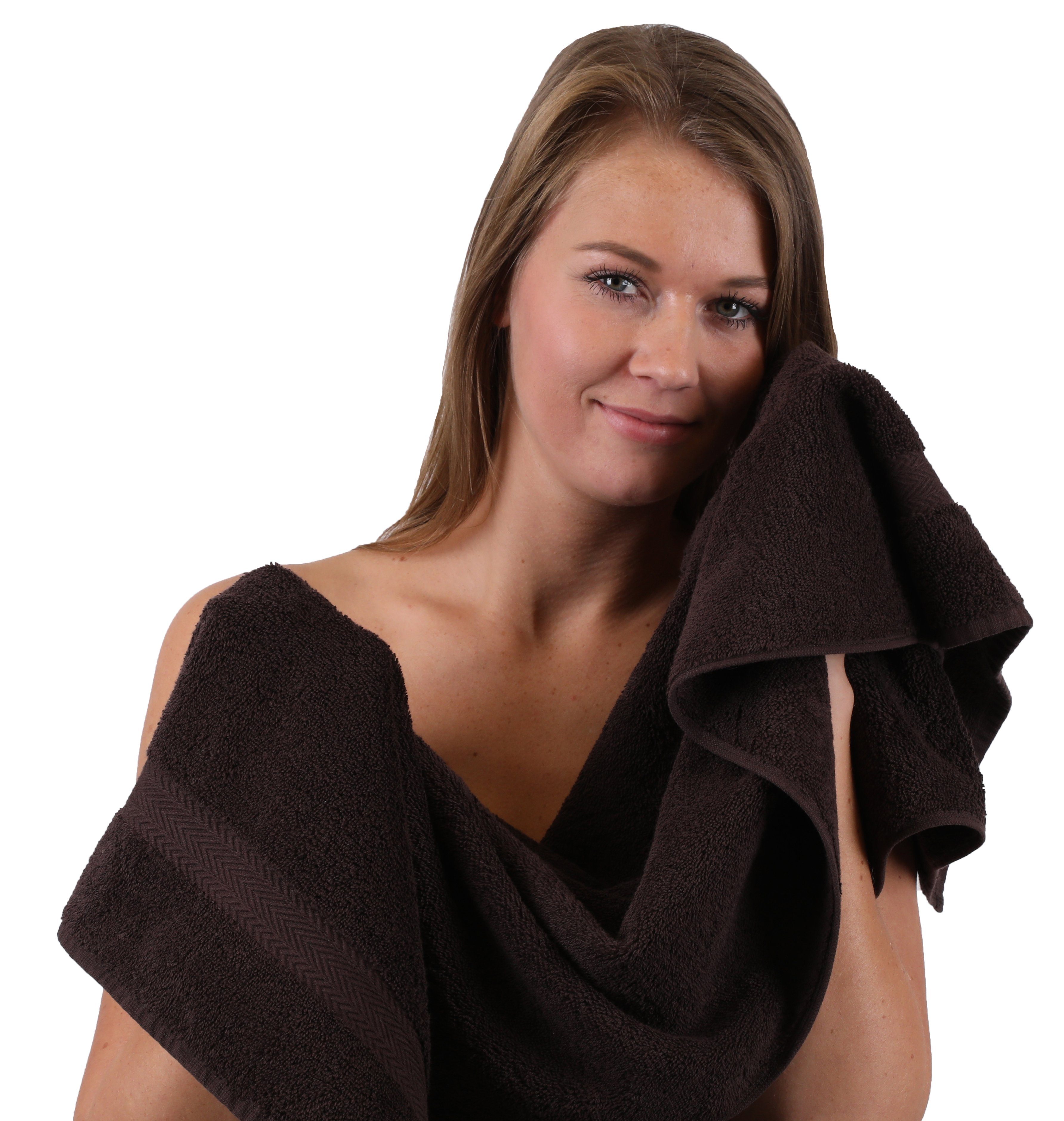 Betz Handtuch Premium Schwarz, Farbe Baumwolle, & 100% (Set, Dunkelbraun 10-tlg. Set Handtuch-Set 10-tlg)