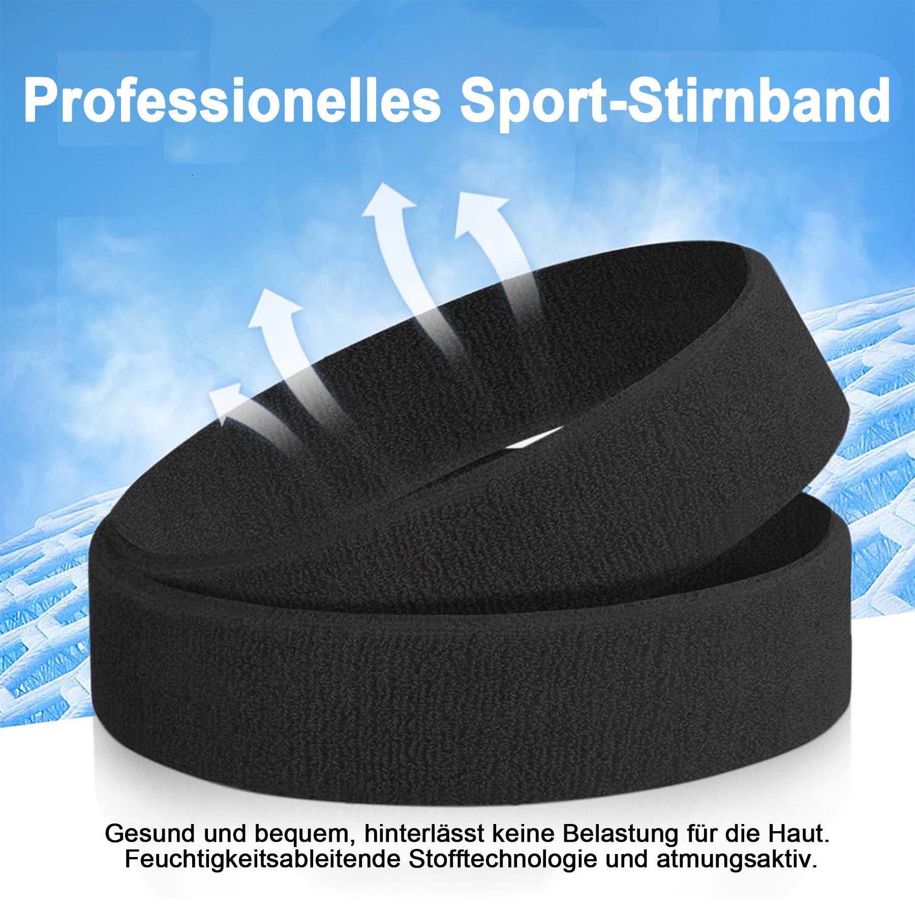 Mutig Schweißband 3 Stück Stirnband Herren Damen Stirnband Sport Schweißband, Kopfband Sport für Laufen Fahrrad Joggen Tennis Fußball