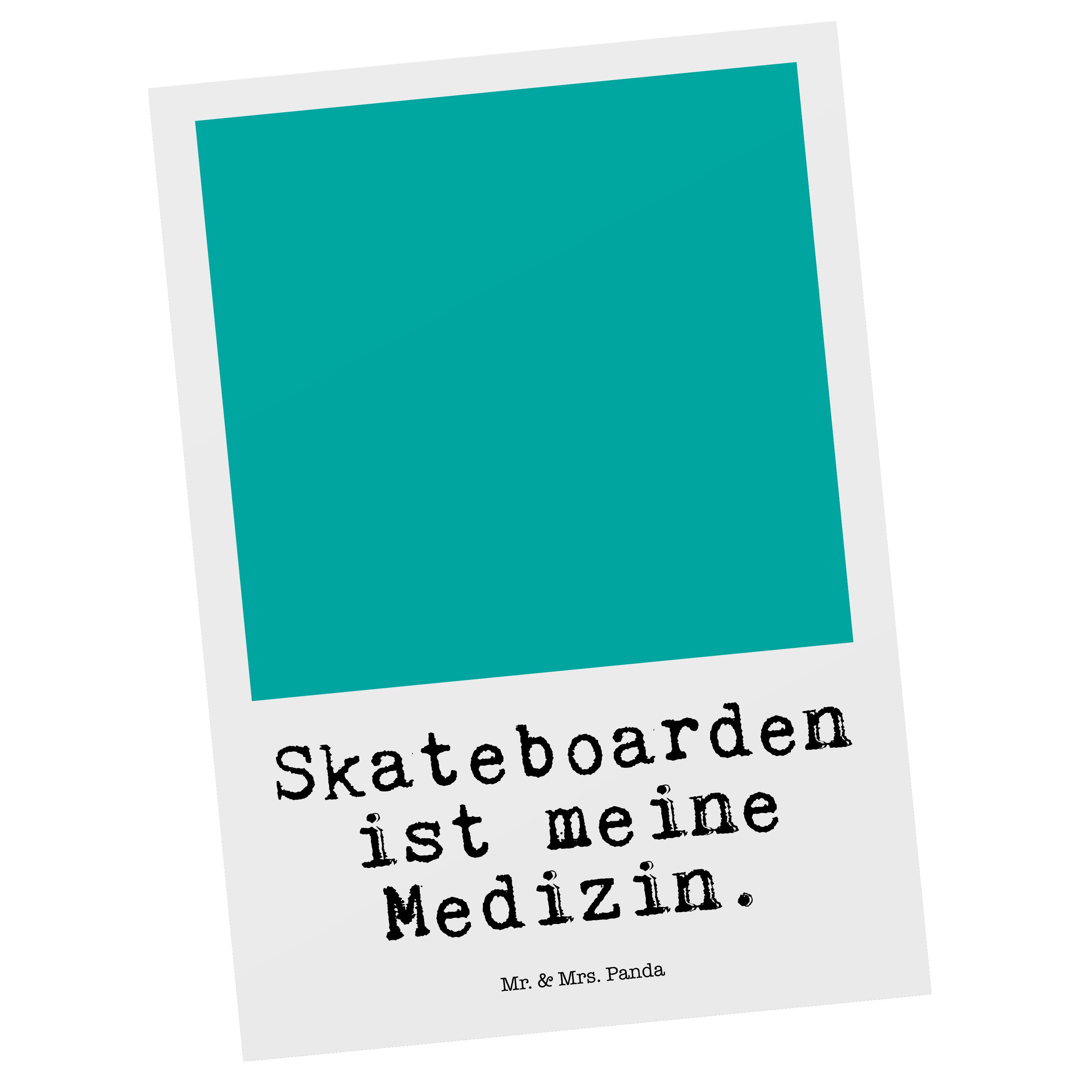 Mr. & Mrs. Panda Postkarte Pinguin Skateboarden Medizin - Weiß - Geschenk, Einladung, Dankeschön
