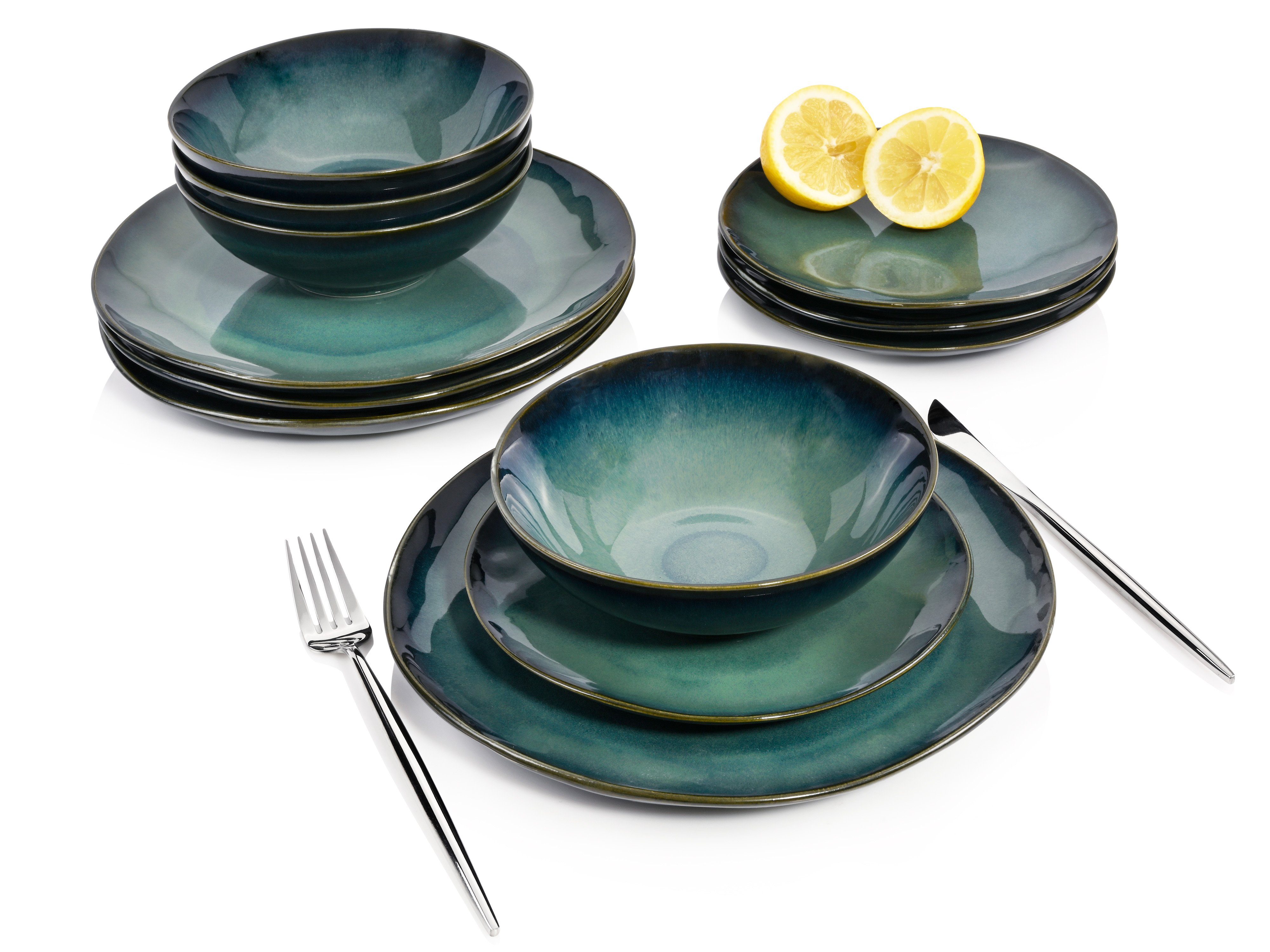 SÄNGER Speiseteller Kairo Clay, (12 St), 4 tlg. Pastaschalen Set, Steingut, Handmade, VALUE COLLECTION