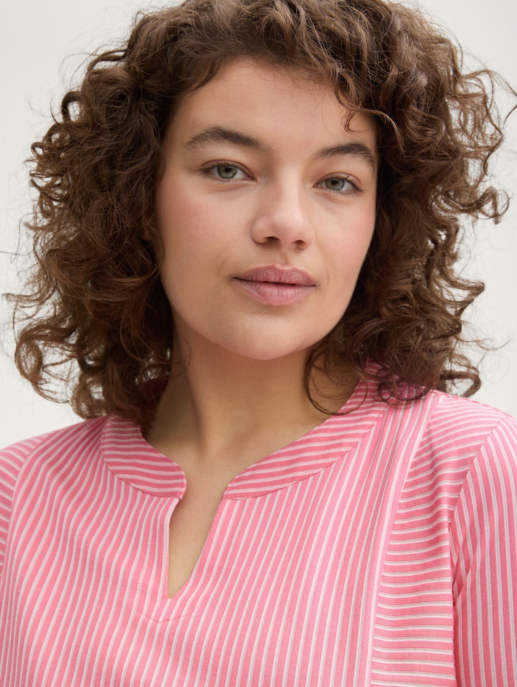 TOM TAILOR PLUS Langarmshirt T-Shirt Plus Size - Blusenshirt mit Streifenmuster