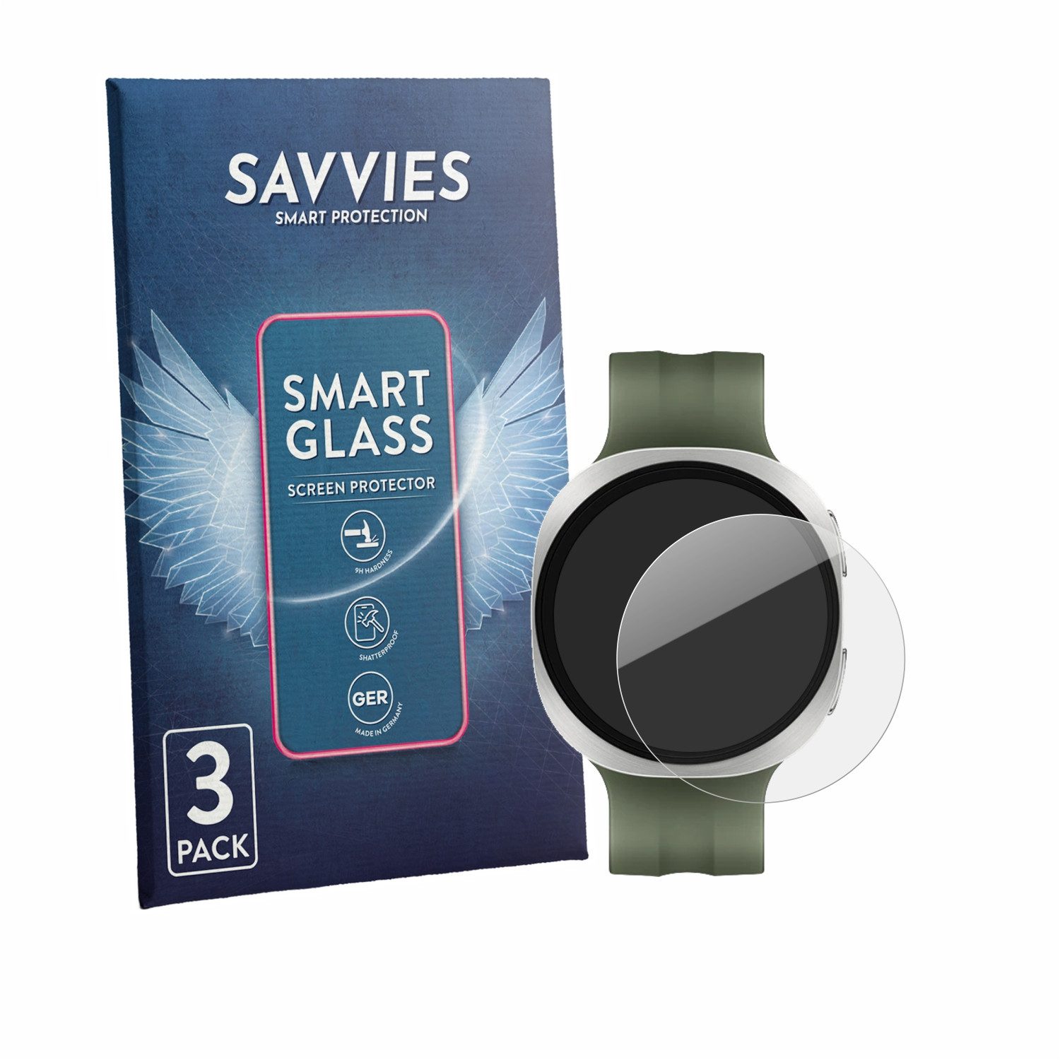 Savvies Displayschutzglas Schutzglas Panzer für Samsung Galaxy Watch 9 (40 mm), 3 Stück, Schutzfolie Display Schutz Glas Folie klar