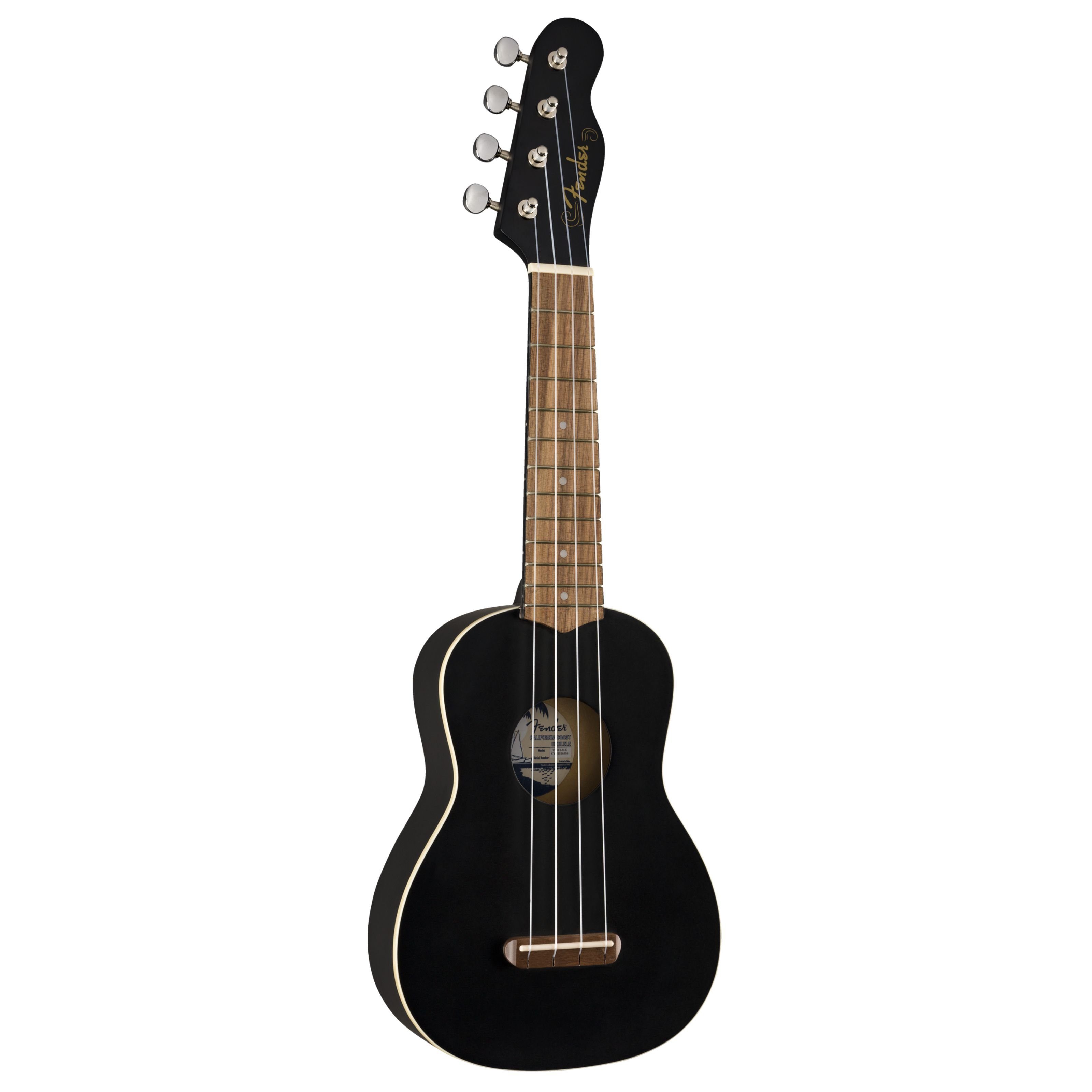 Fender Ukulele, Venice Sporano Uke Black, Ukulelen, Sopran Ukulelen, Venice Soprano Ukulele Black - Sopran Ukulele