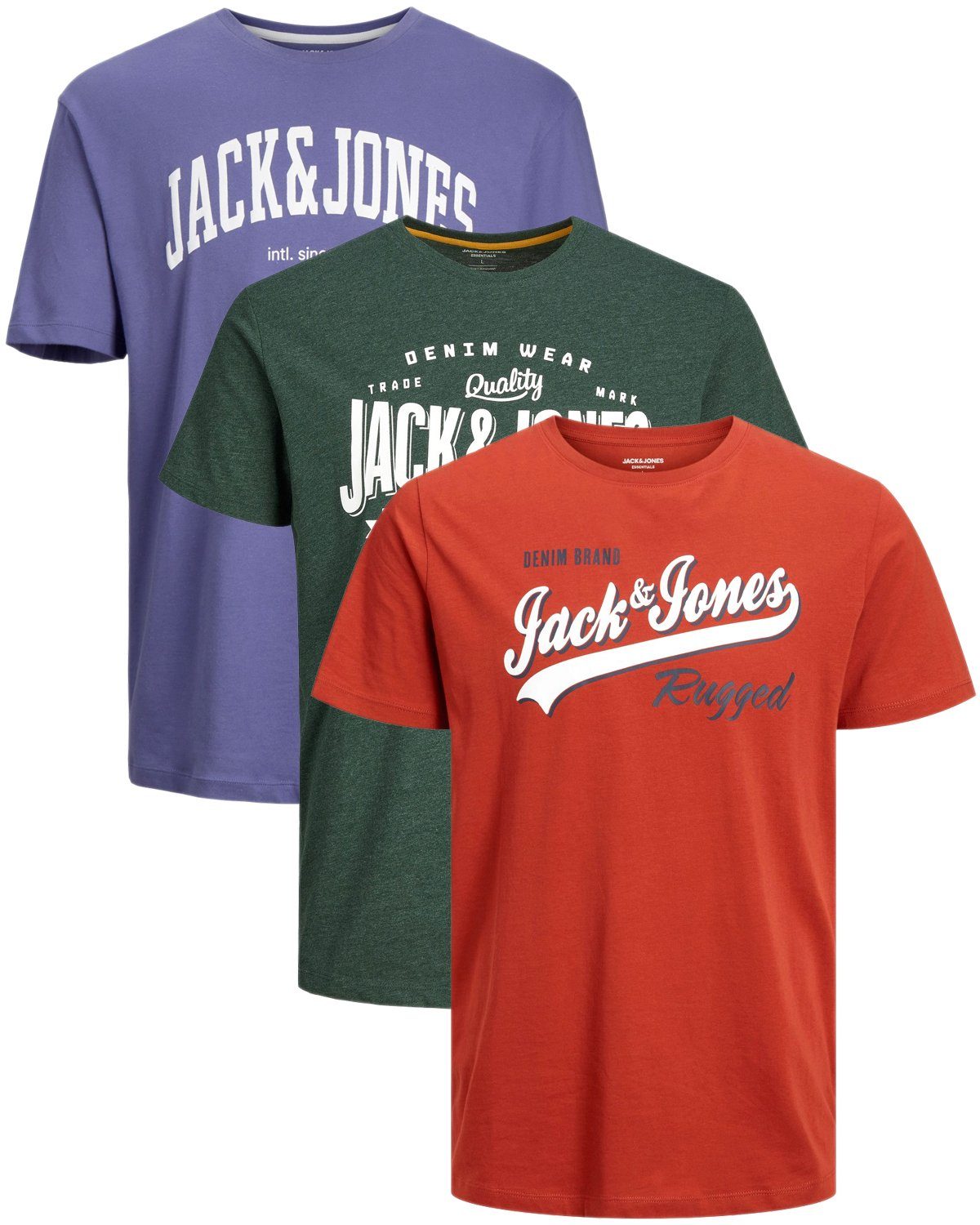 Jack & Jones Print-Shirt (Spar-Set, 3er-Pack) T-Shirts mit Aufdruck aus Baumwolle 3er Logo Mix 6