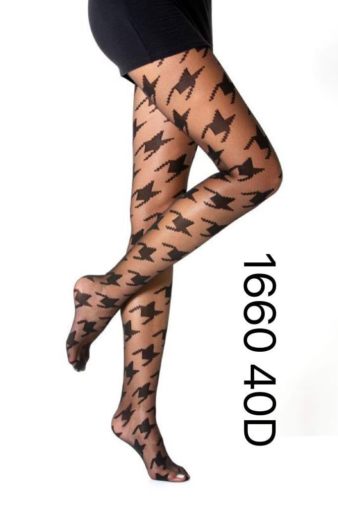 Frauen Muster Hose Strumpfhose schwarz cofi1453 40 mit Damen DEN Feinstrumpfhose Socken Nero