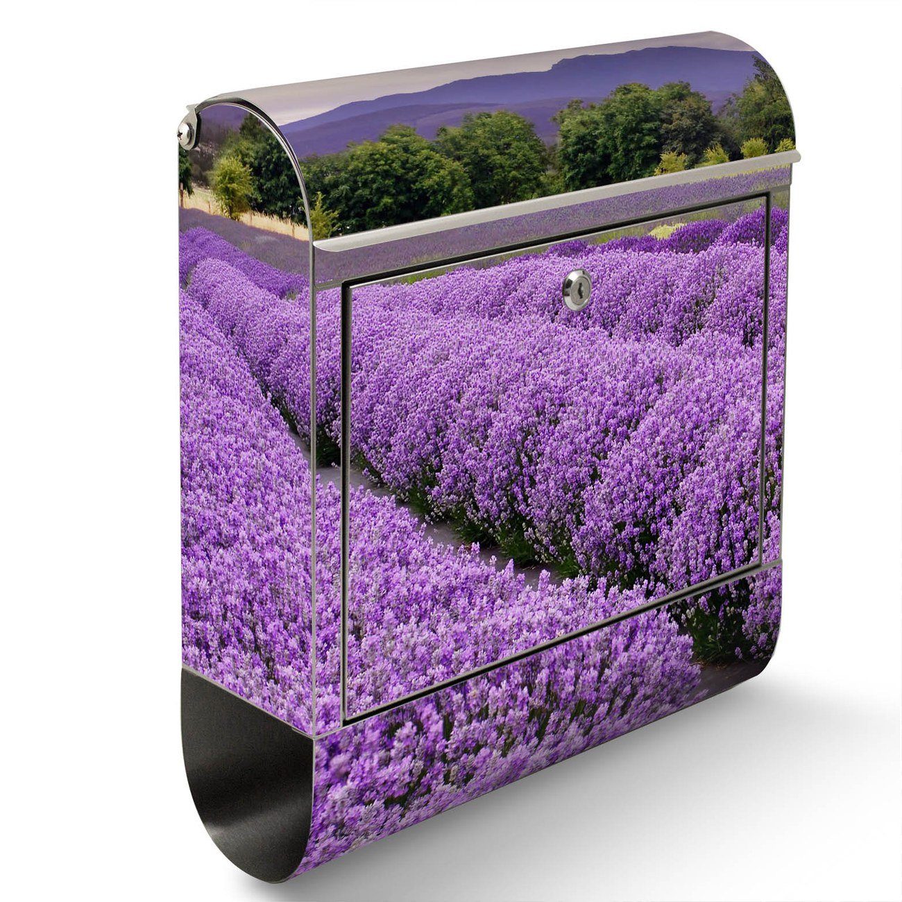 banjado Wandbriefkasten Edelstahl Lavendel (Wandbriefkasten mit 38 x 42,5 groß, x12cm Zeitungsfach)