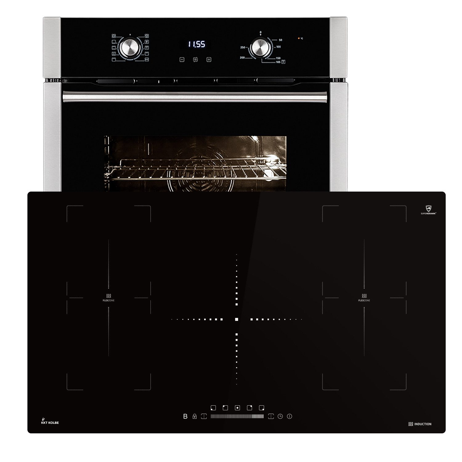 KKT KOLBE Backofen-Set Backofen und Induktionskochfeld SET8005IH890FZ, Herdset / Heißluft / Grill-/Bratsystem / Timer / Edelstahl