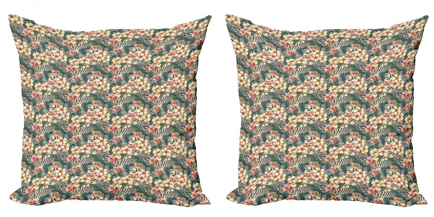 Kissenbezüge Modern Accent Doppelseitiger Digitaldruck, Abakuhaus (2 Stück), Tropisch Detaillierte Exotische Blumen