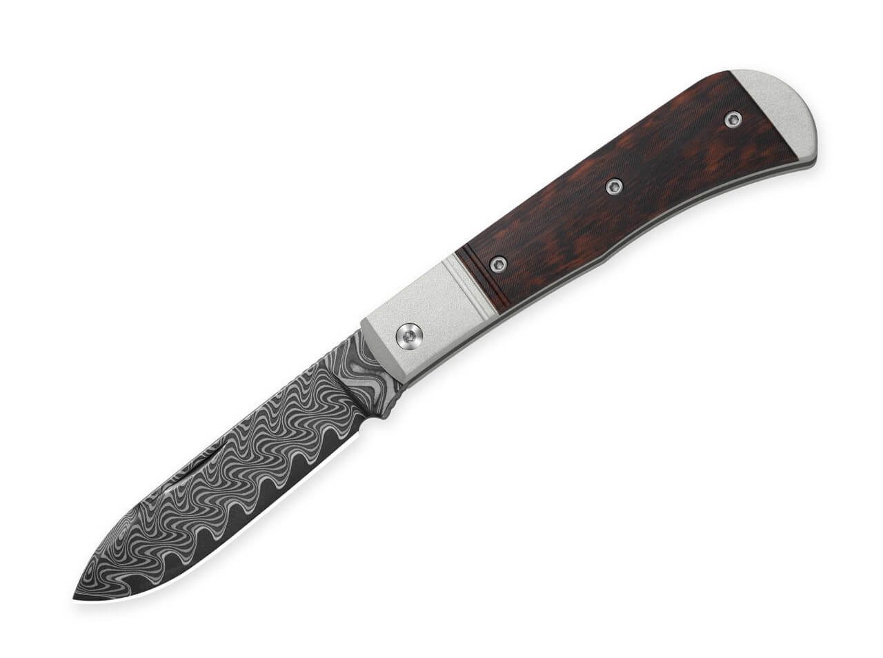 Kizer Taschenmesser Kizer Trestle D Damascus Aluminum & Leopard Wood, Taschenmesser, (1 St), Damaststahl, leicht