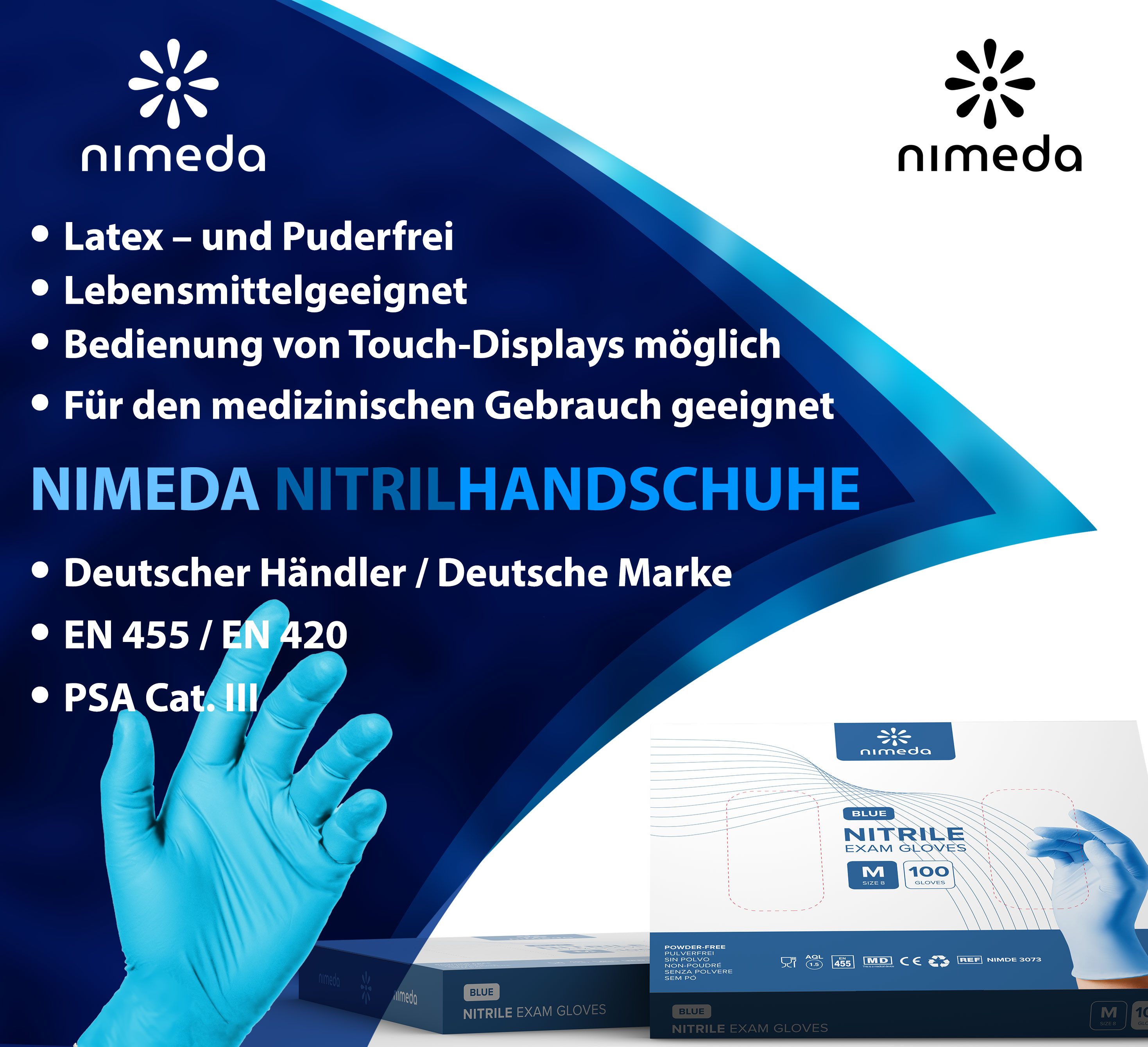 Kemes Einweghandschuhe Nitrilhandschuhe 100 Stück Gummihandschuhe Lebensmittelgeeignet Latexfrei
