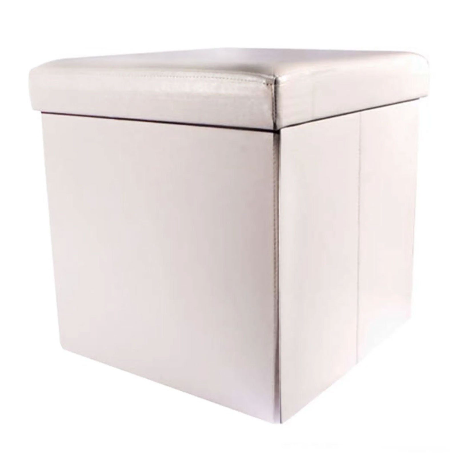 ECHTWERK Sitzwürfel StoreCube, faltbar, circa 38 x 38 x 38 cm, Kunstleder, Aufbewahrungsbox, weiß