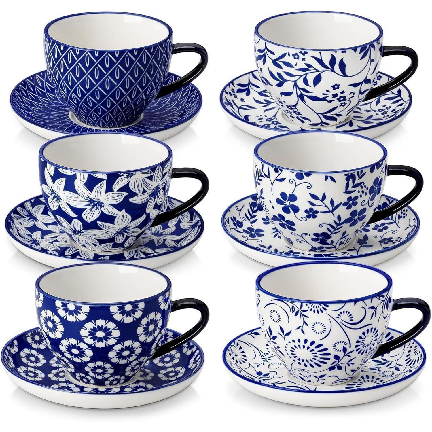 LuxusKollektion Cappuccinotasse Cappuccino Tassen 6er Porzellan Spülmaschine Cappuccinotassen (6x)