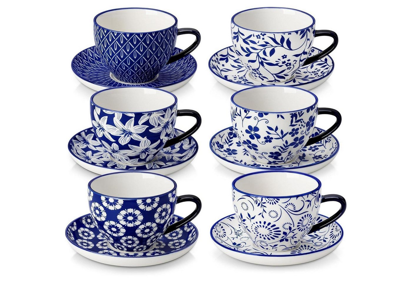 LuxusKollektion Cappuccinotasse Cappuccino Tassen 6er Porzellan Spülmaschine Cappuccinotassen (6x)