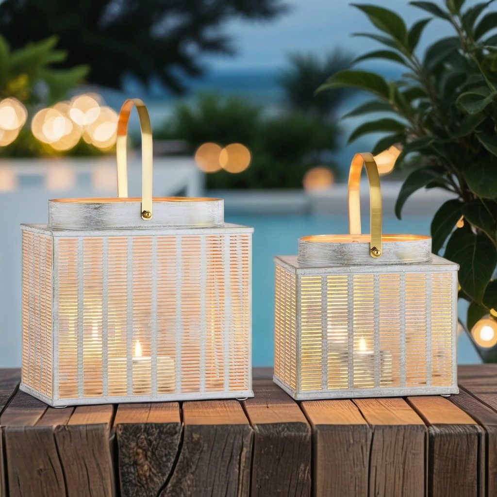 Marrakesch Orient & Mediterran Interior Teelichthalter 2er Set Boho Deko Windlichter Laterne Gartenlaterne Teelichthalter (1 St., 2er Set), Handarbeit