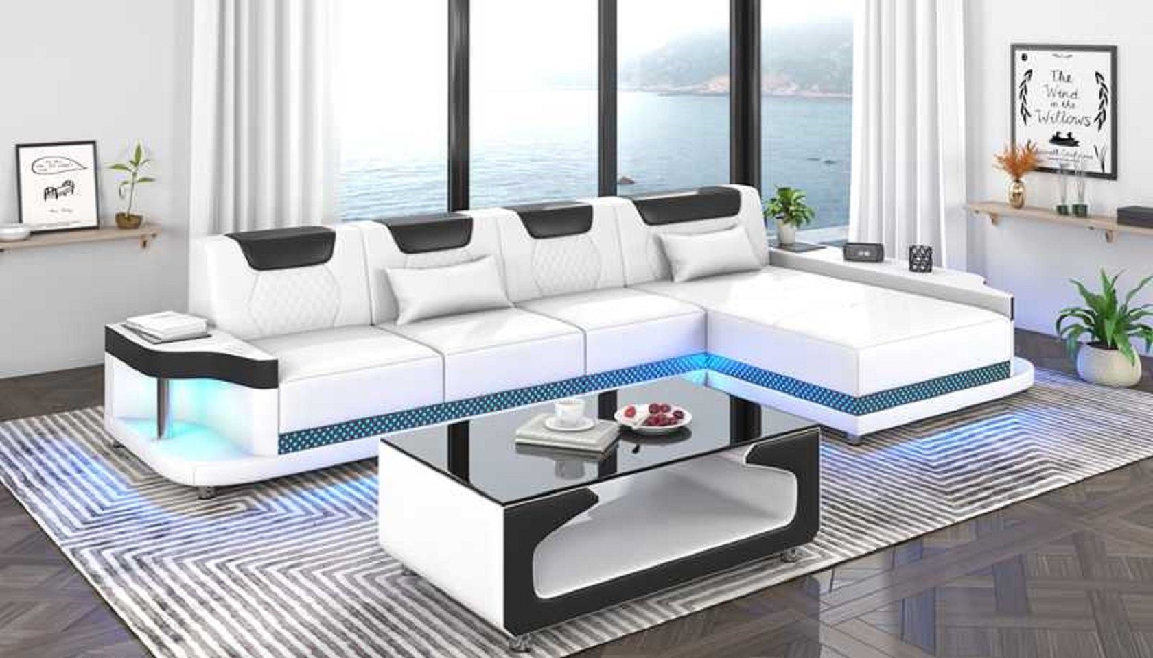 JVmoebel Ecksofa Schicker Ecksofa L Form Couch Sofa Grau Luxus Moderne Couchen, 3 Teile, Made in Europe Weiß