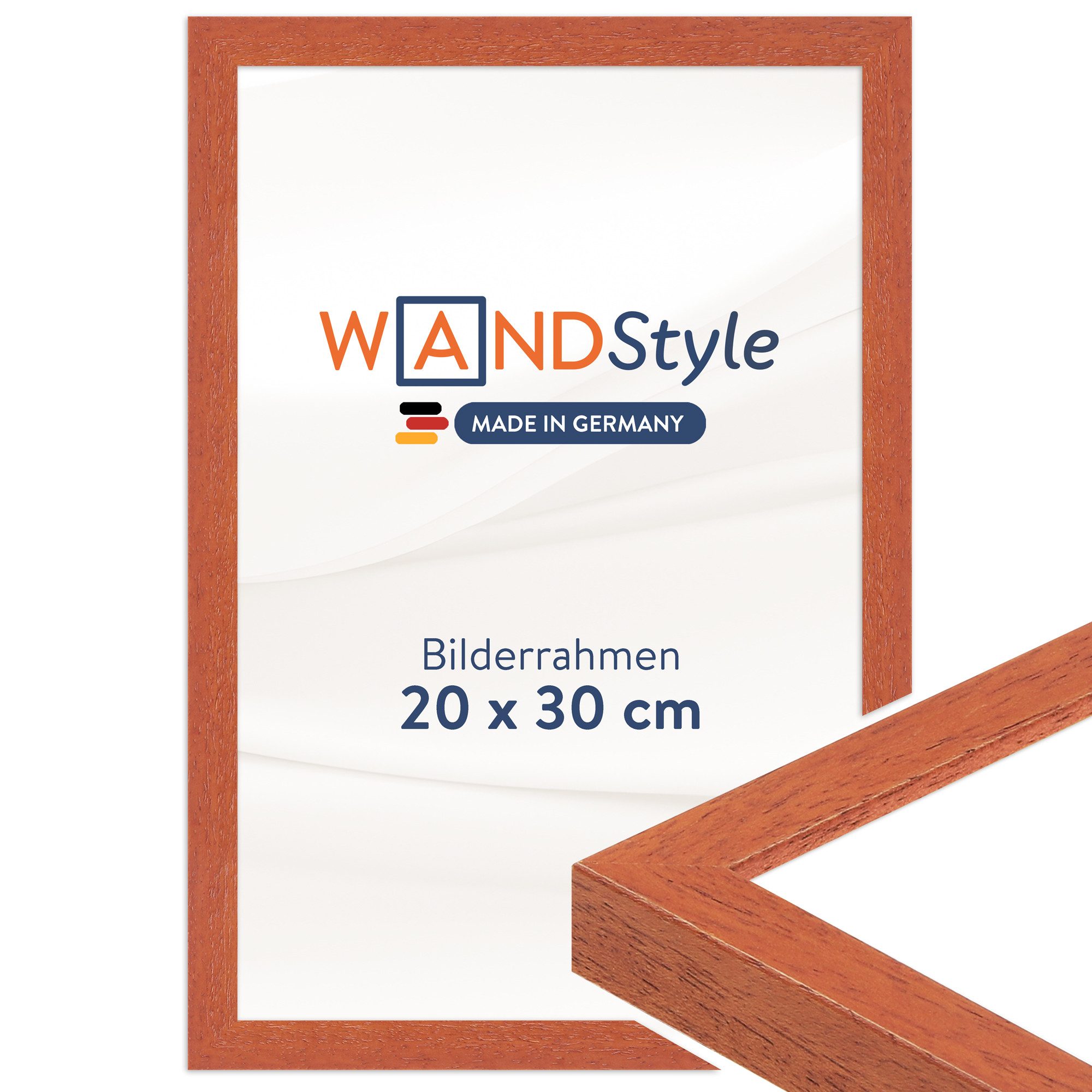 WANDStyle Bilderrahmen H950, Kirschbaum Bilderrahmen 20x30, Moderner Fotorahmen Kirschbaum 20x30