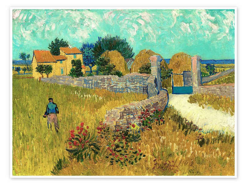 Posterlounge Poster Vincent van Gogh, Bauernhaus in der Provence, Wohnzimmer Mediterran Malerei