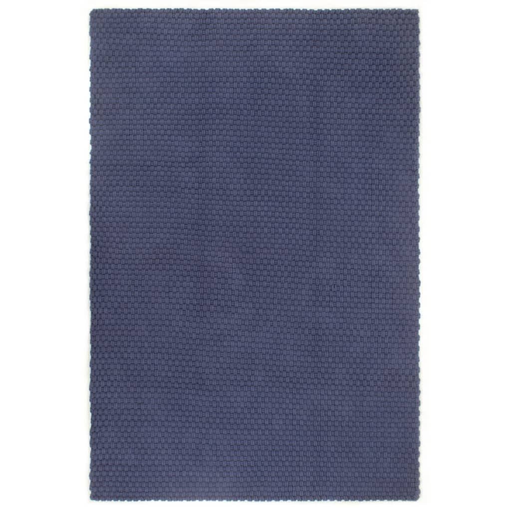 vidaXL Teppich 180 x 250 cm Teppich Rechteckig Marineblau 180x250 cm Baumwolle, Rechteckig, Höhe: 1 mm
