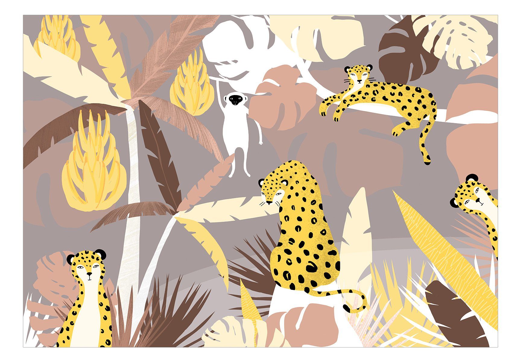 KUNSTLOFT Vliestapete Cheetahs Design lichtbeständige - the 0.98x0.7 m, Tapete Third Jungle in Variant matt
